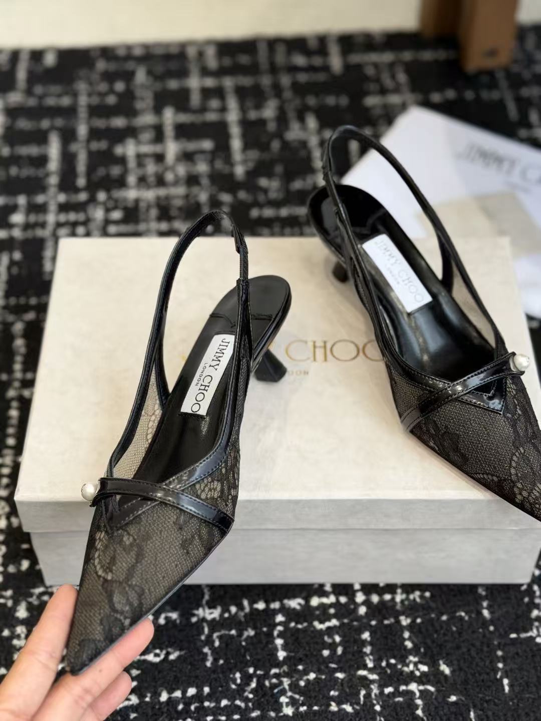 DI0R高品質レース オープンバック ローヒールシューズ【50％割引+送料無料】