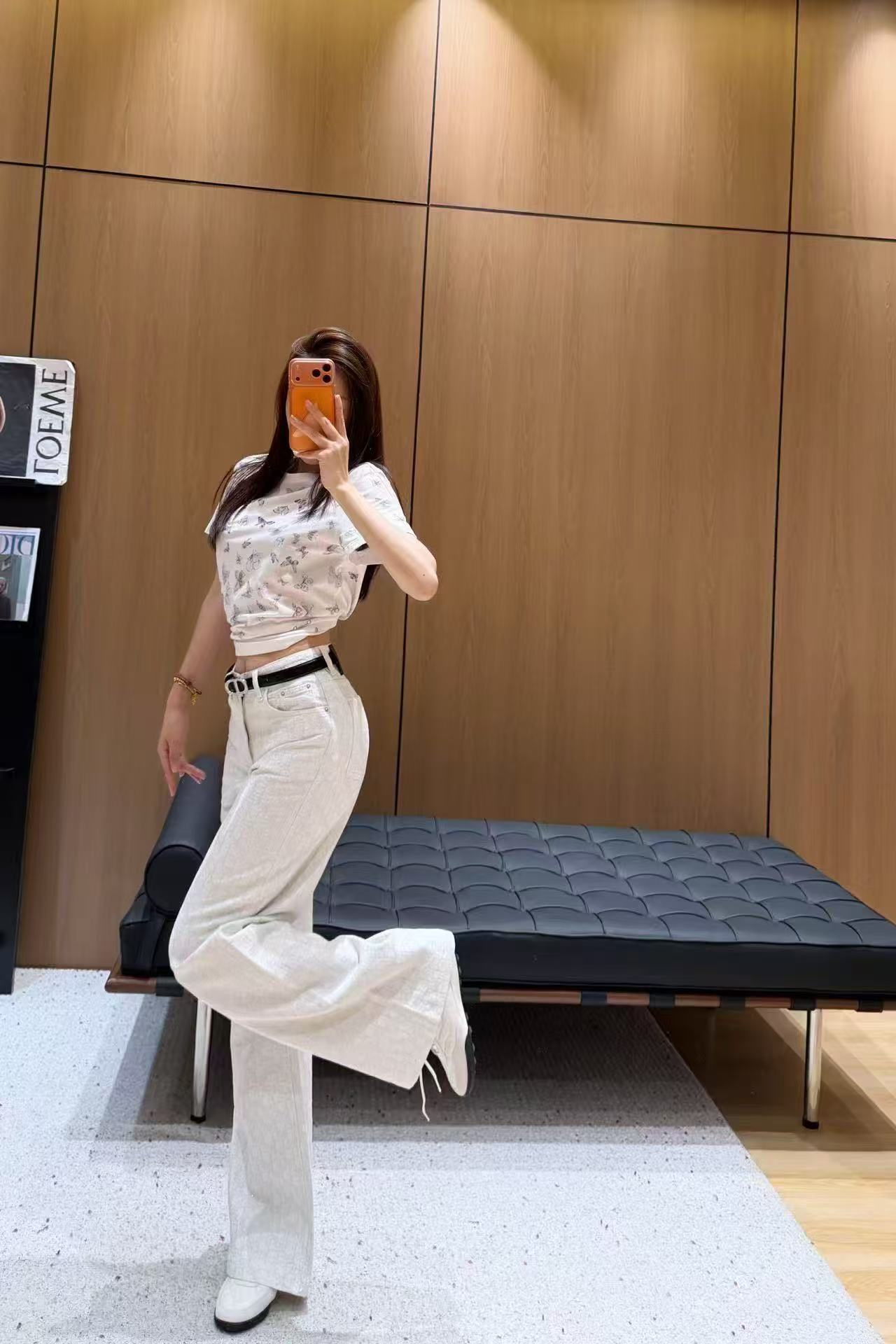 DIOR ジャカード ストレートジーンズ（ベルト付き）【50％割引+送料無料】