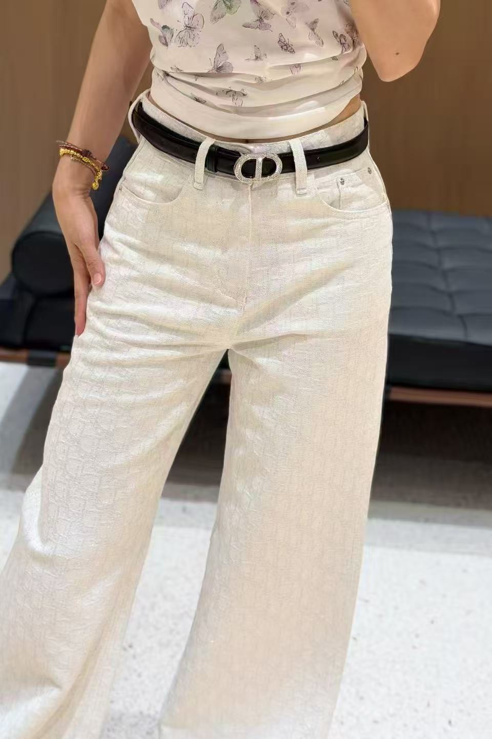 DIOR ジャカード ストレートジーンズ（ベルト付き）【50％割引+送料無料】