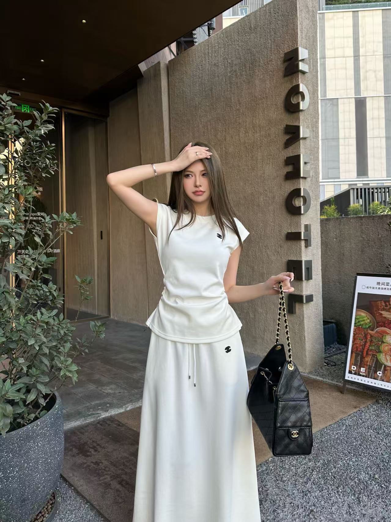 CHANE1 ダブルC ベスト＋スカート ツーピースセット【50％割引+送料無料】