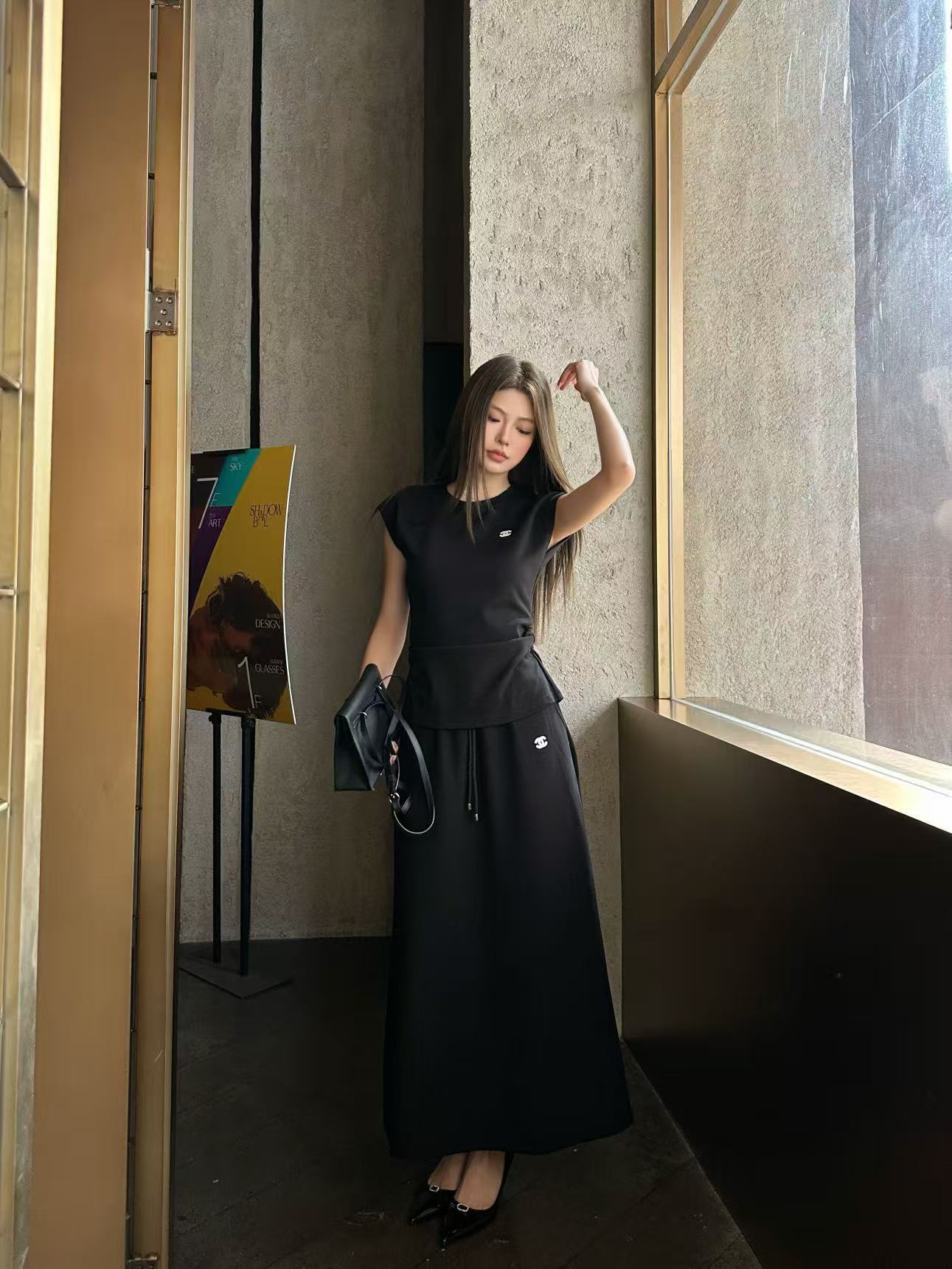 CHANE1 ダブルC ベスト＋スカート ツーピースセット【50％割引+送料無料】