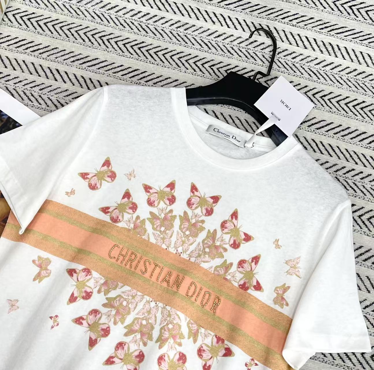 DIOR バタフライ・レタリング Tシャツ【50％割引+送料無料】