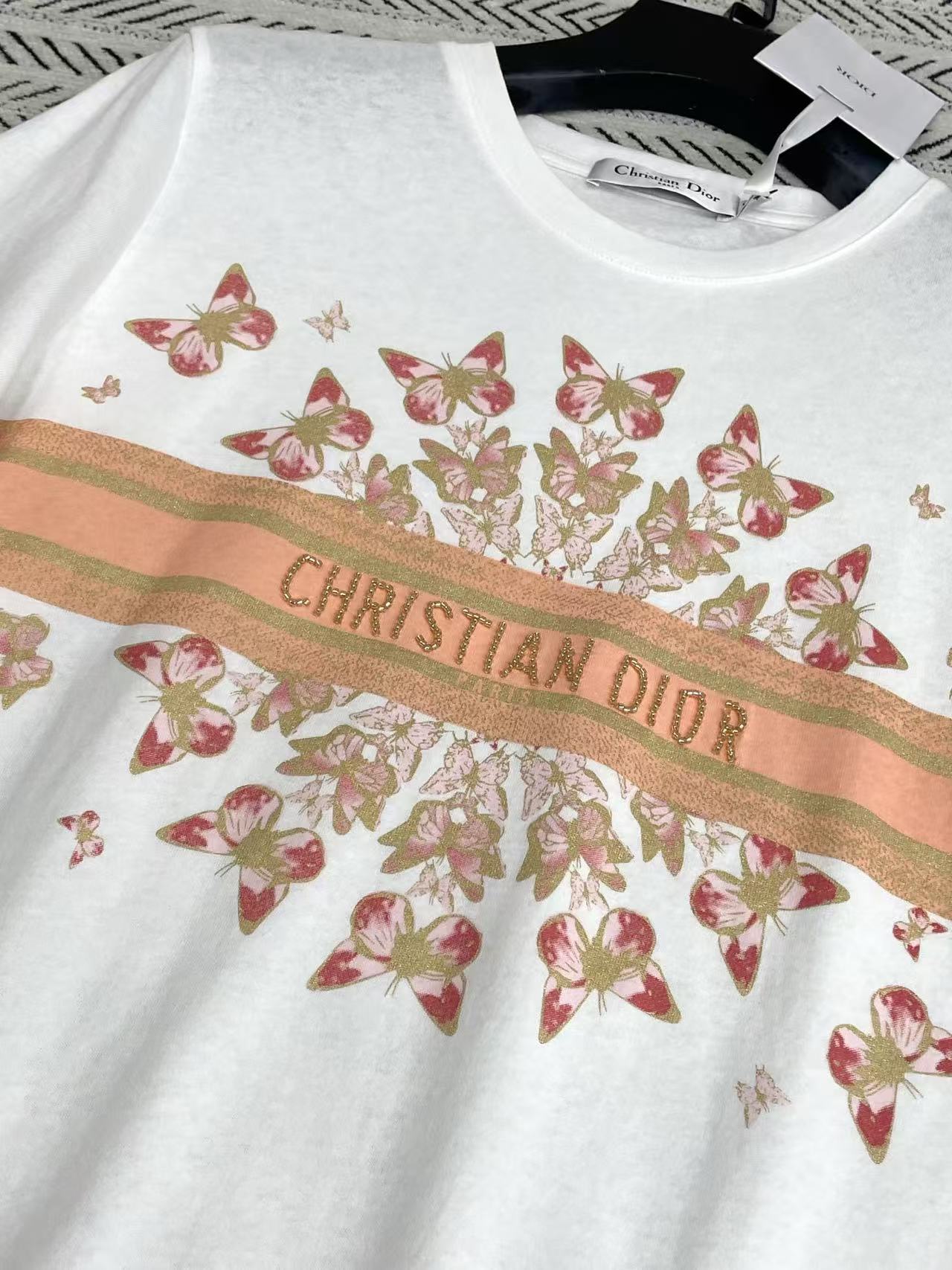 DIOR バタフライ・レタリング Tシャツ【50％割引+送料無料】
