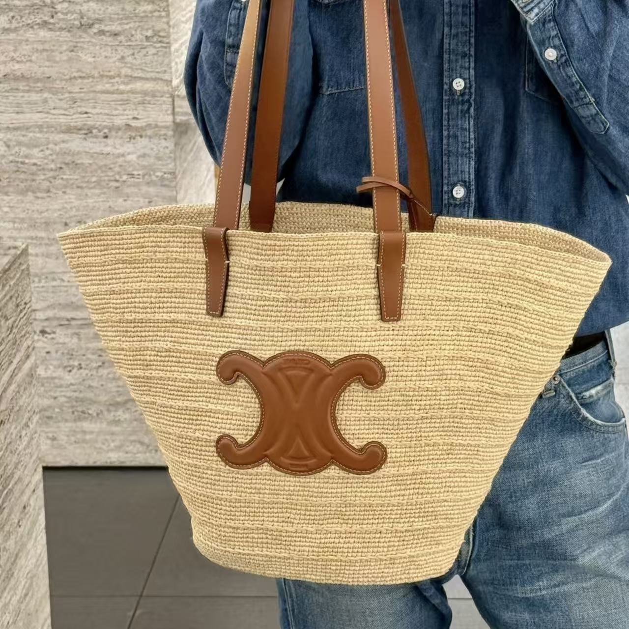 CEL1NE 凱旋門 ストロー織り脇下バッグ【50％割引+送料無料】