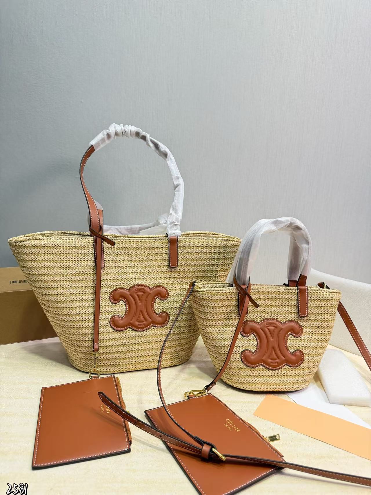 CEL1NE 凱旋門 ストロー織り脇下バッグ【50％割引+送料無料】