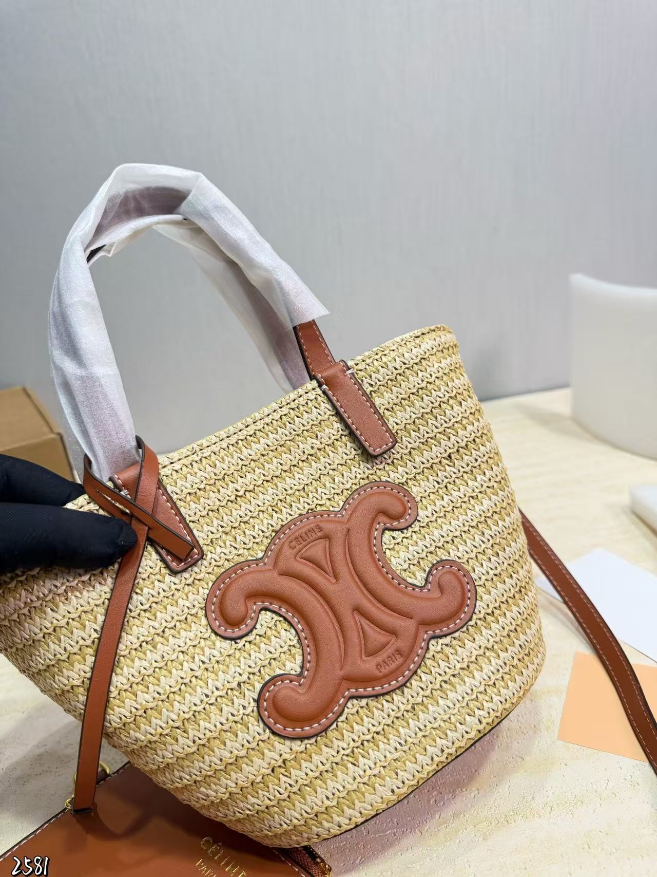 CEL1NE 凱旋門 ストロー織り脇下バッグ【50％割引+送料無料】