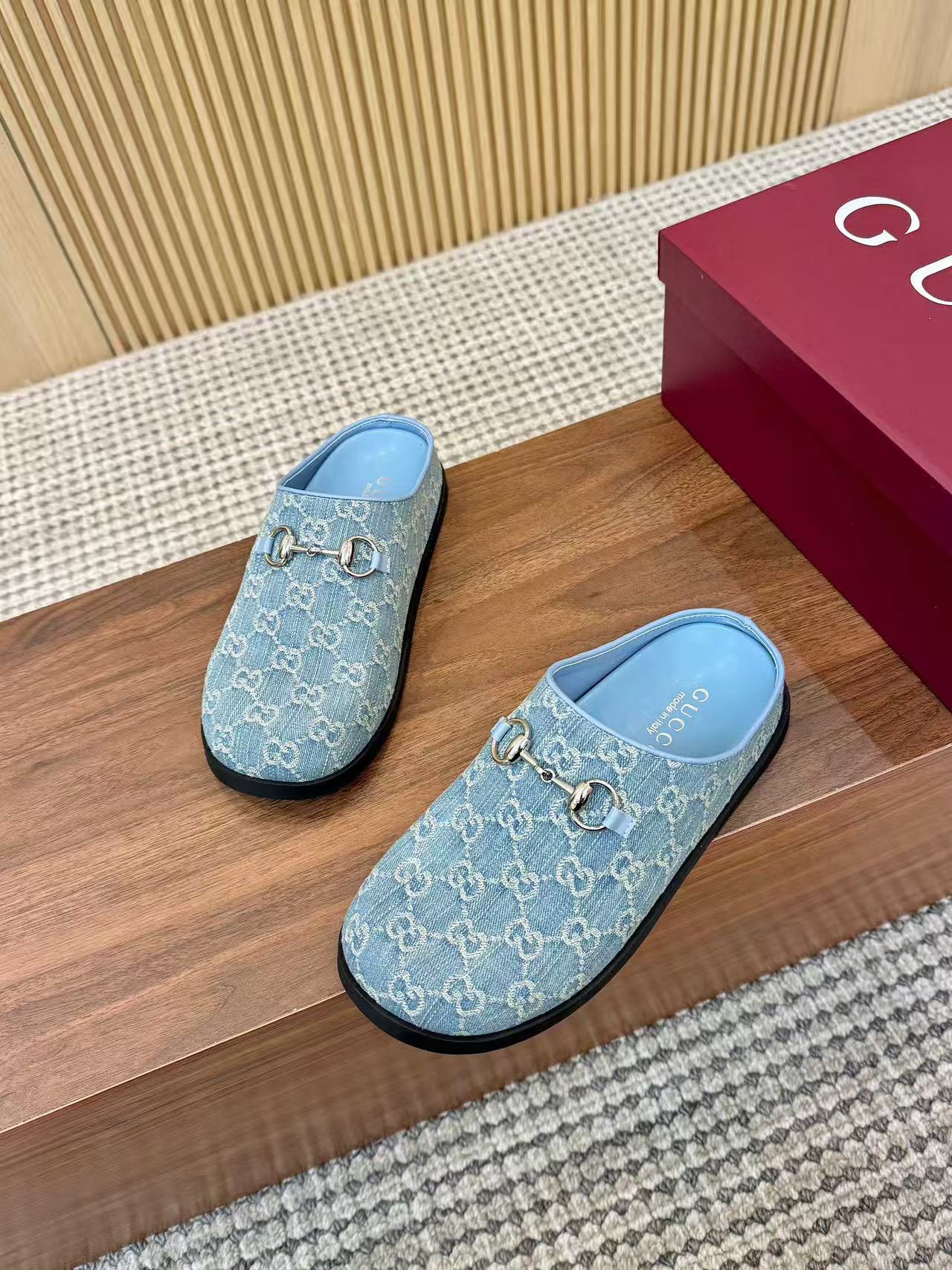 GUCCI 高品質ジャカードデニム・スライド【50％割引+送料無料】