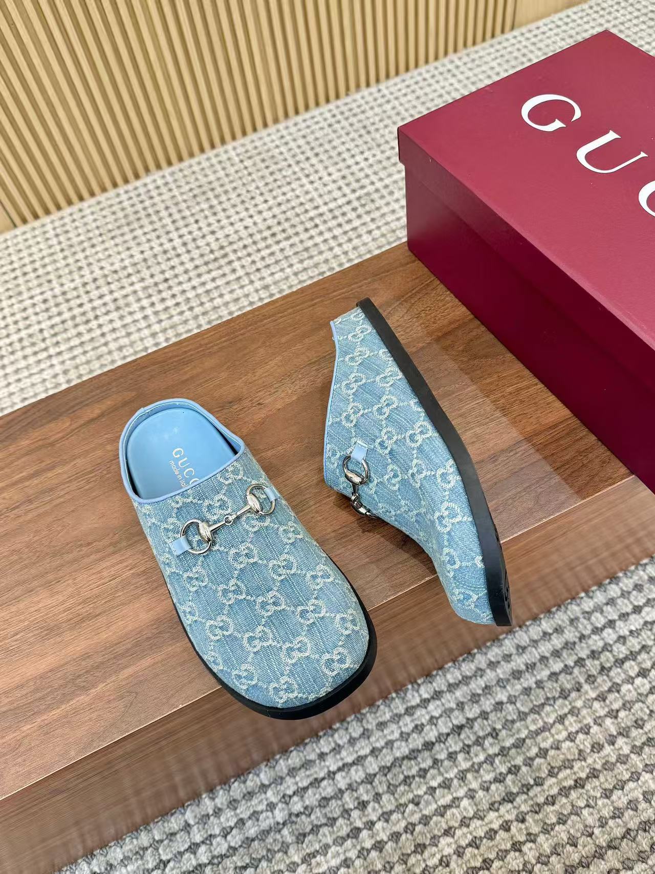 GUCCI 高品質ジャカードデニム・スライド【50％割引+送料無料】