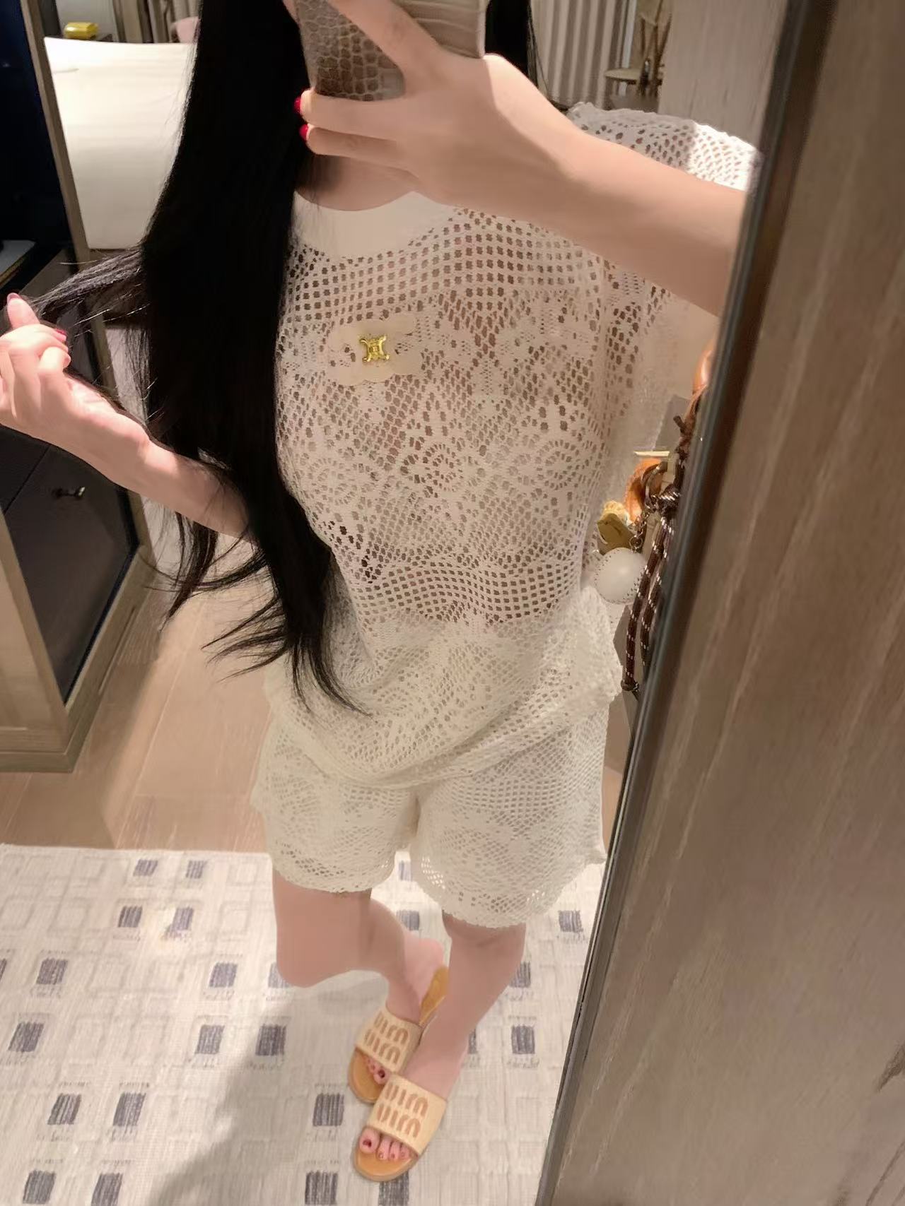 CELINE レースTシャツ＆ショートパンツ 2点セット【50％割引+送料無料】