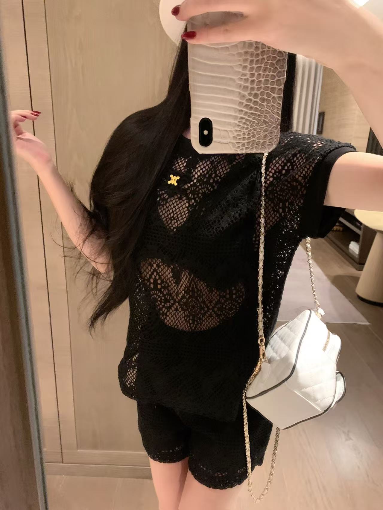 CELINE レースTシャツ＆ショートパンツ 2点セット【50％割引+送料無料】