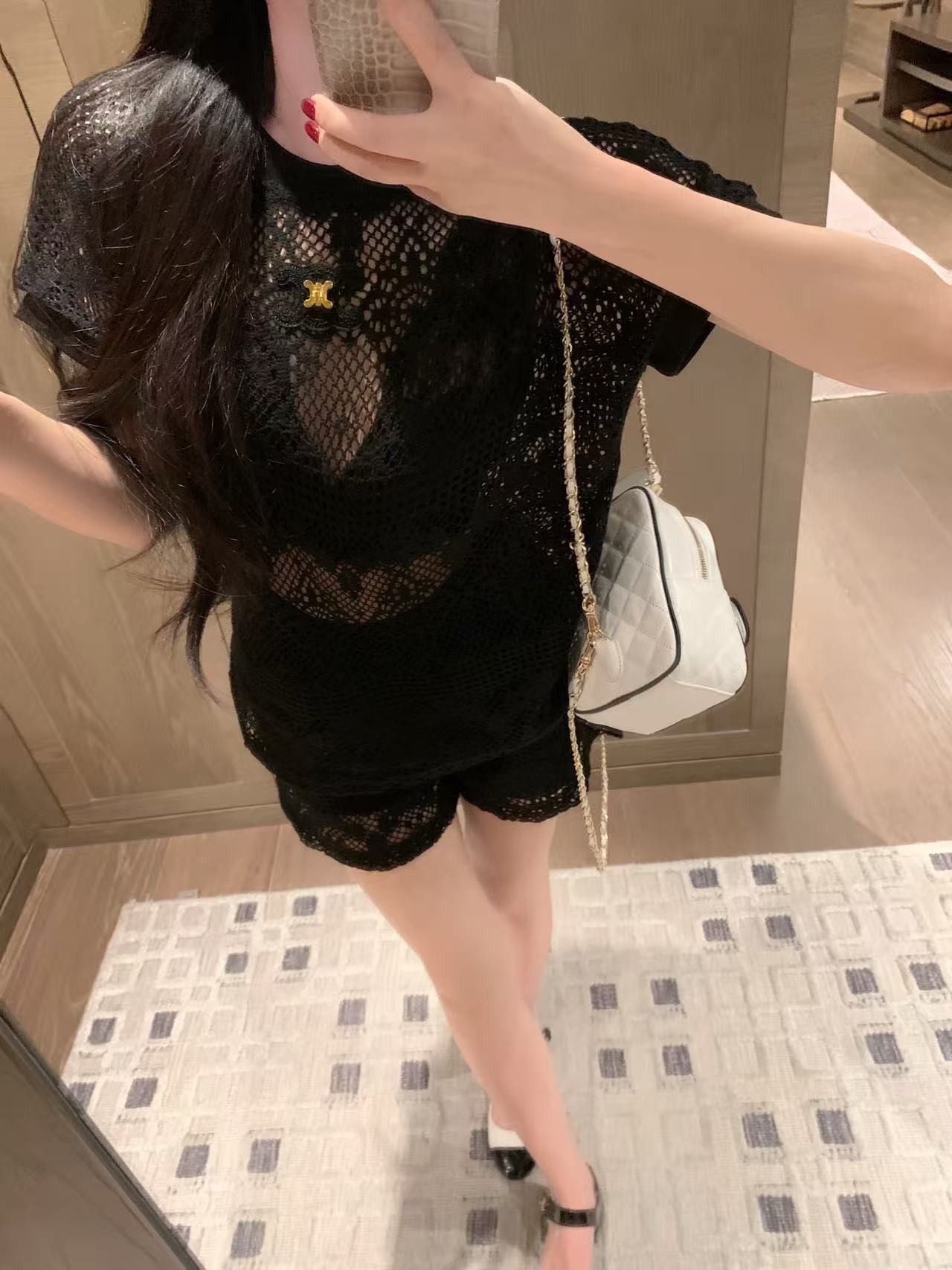 CELINE レースTシャツ＆ショートパンツ 2点セット【50％割引+送料無料】