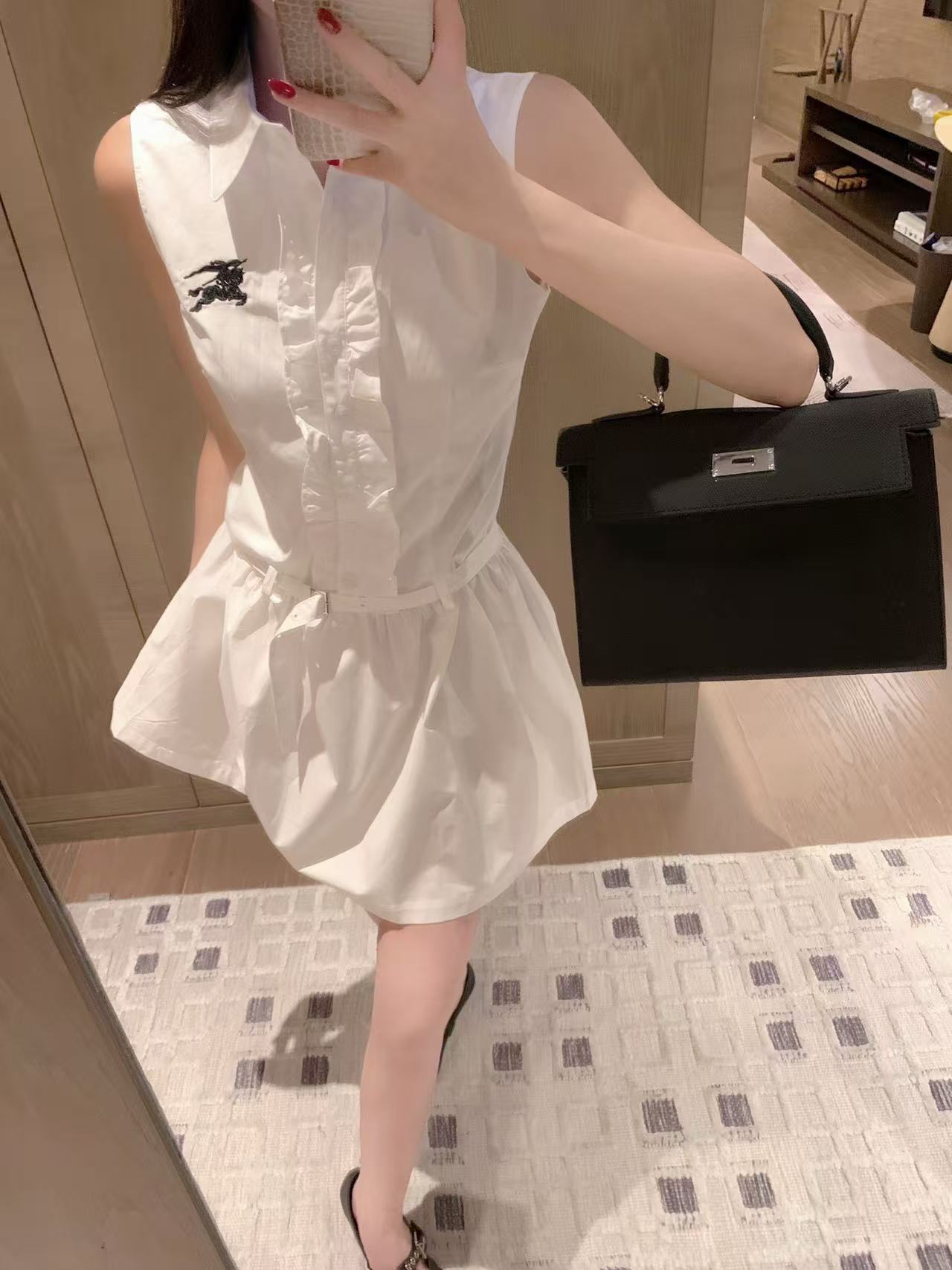 BUR8ERRY 刺繍入りフリルベストドレス【50％割引+送料無料】