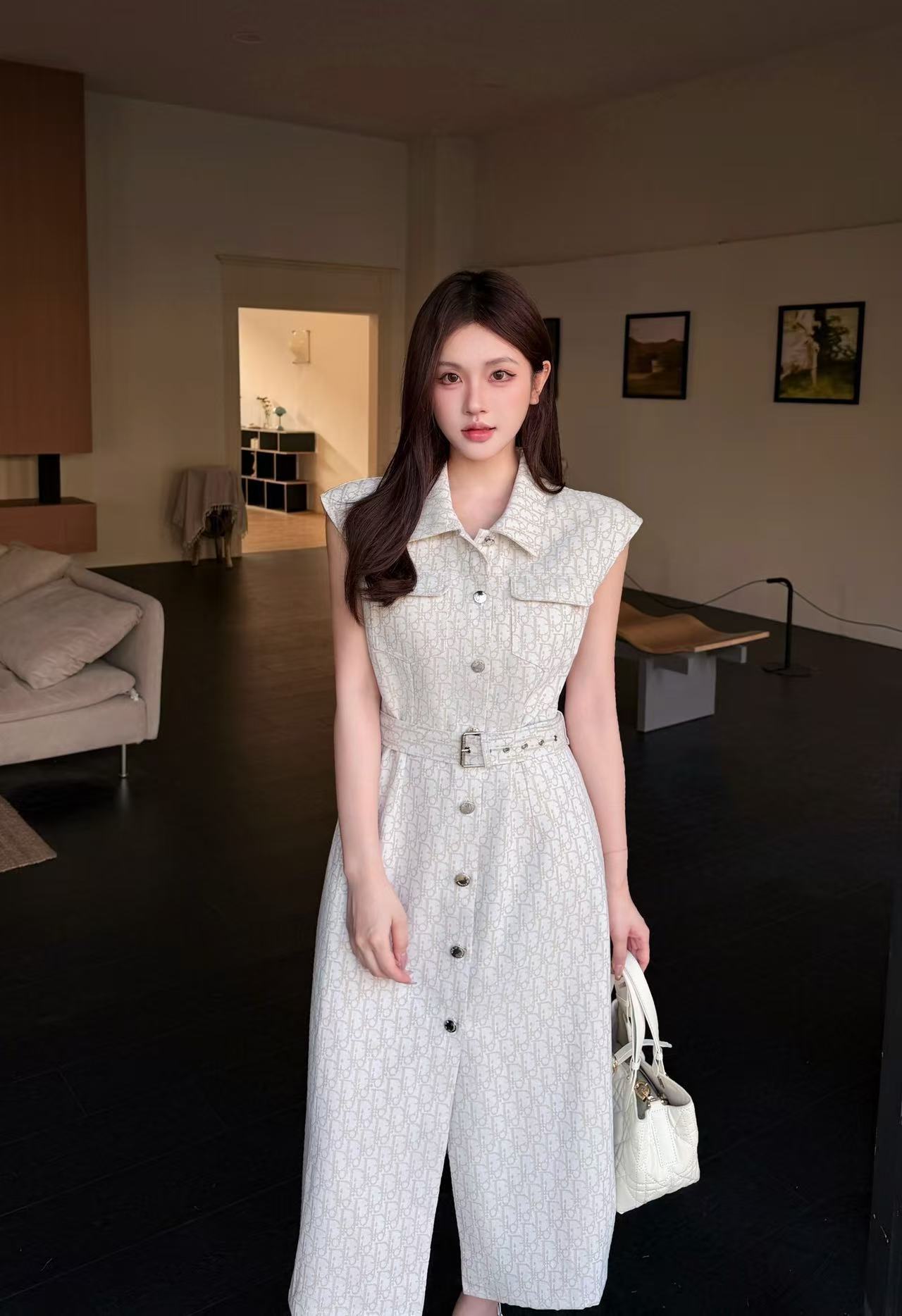 DIOR 上質ジャカードデニム ノースリーブドレス【50％割引+送料無料】