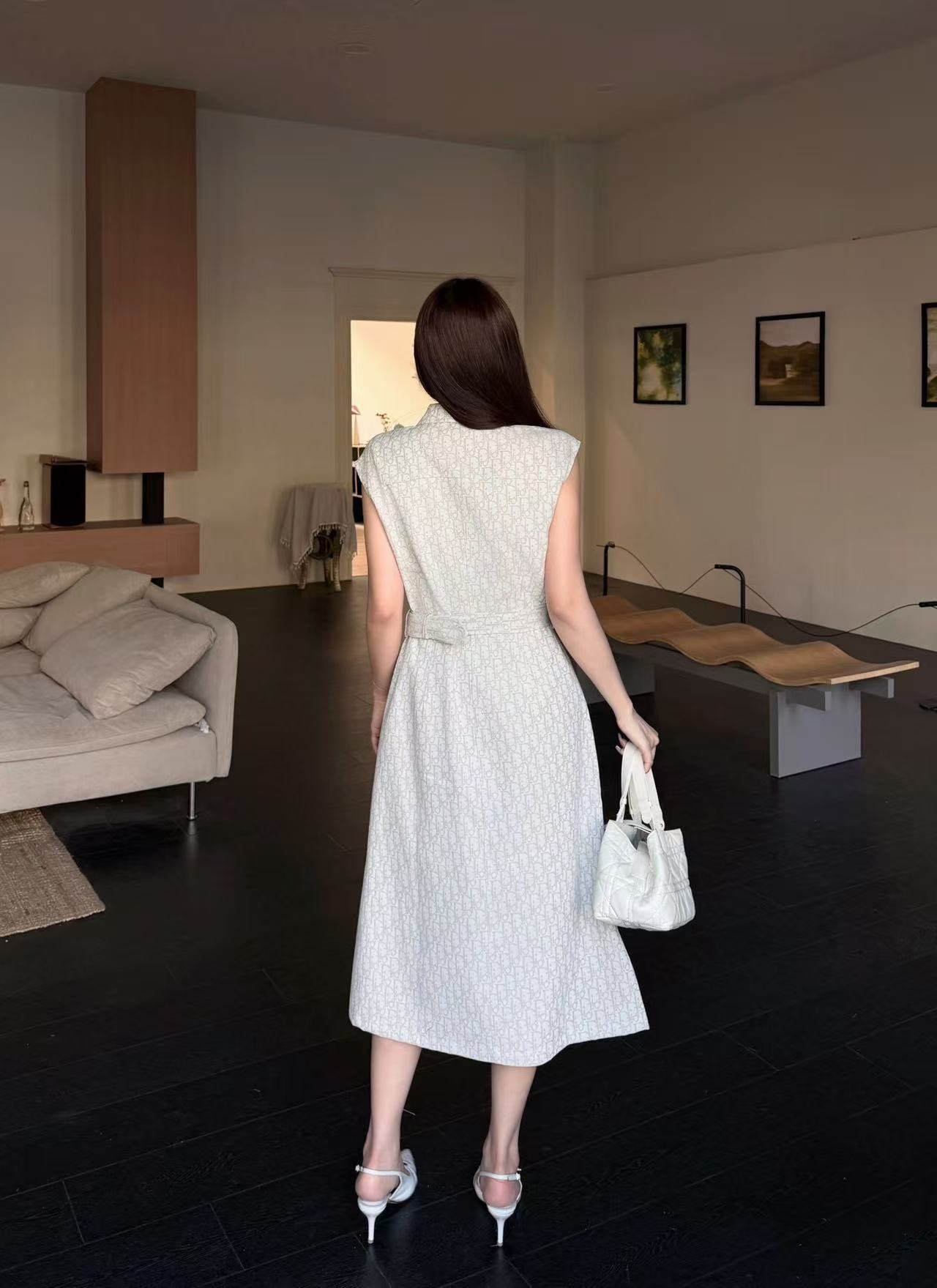 DIOR 上質ジャカードデニム ノースリーブドレス【50％割引+送料無料】