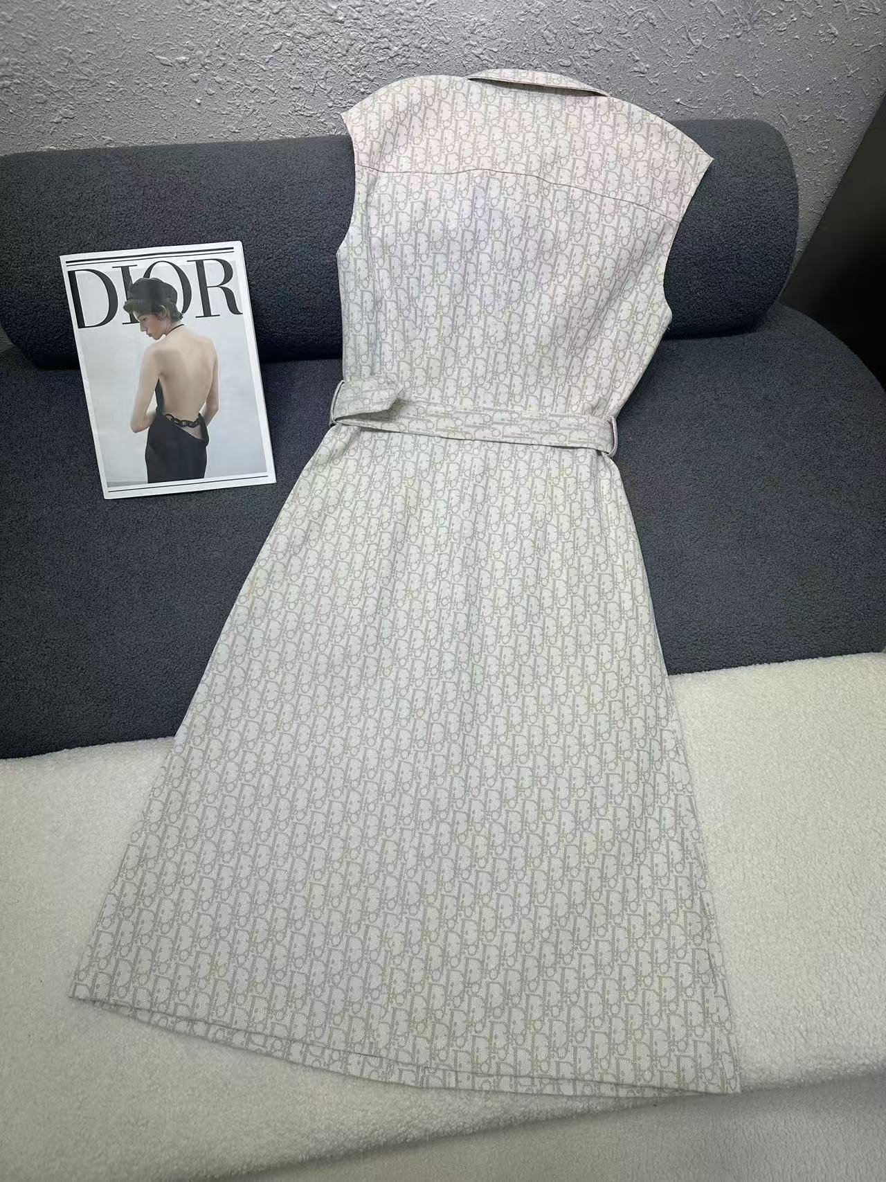 DIOR 上質ジャカードデニム ノースリーブドレス【50％割引+送料無料】