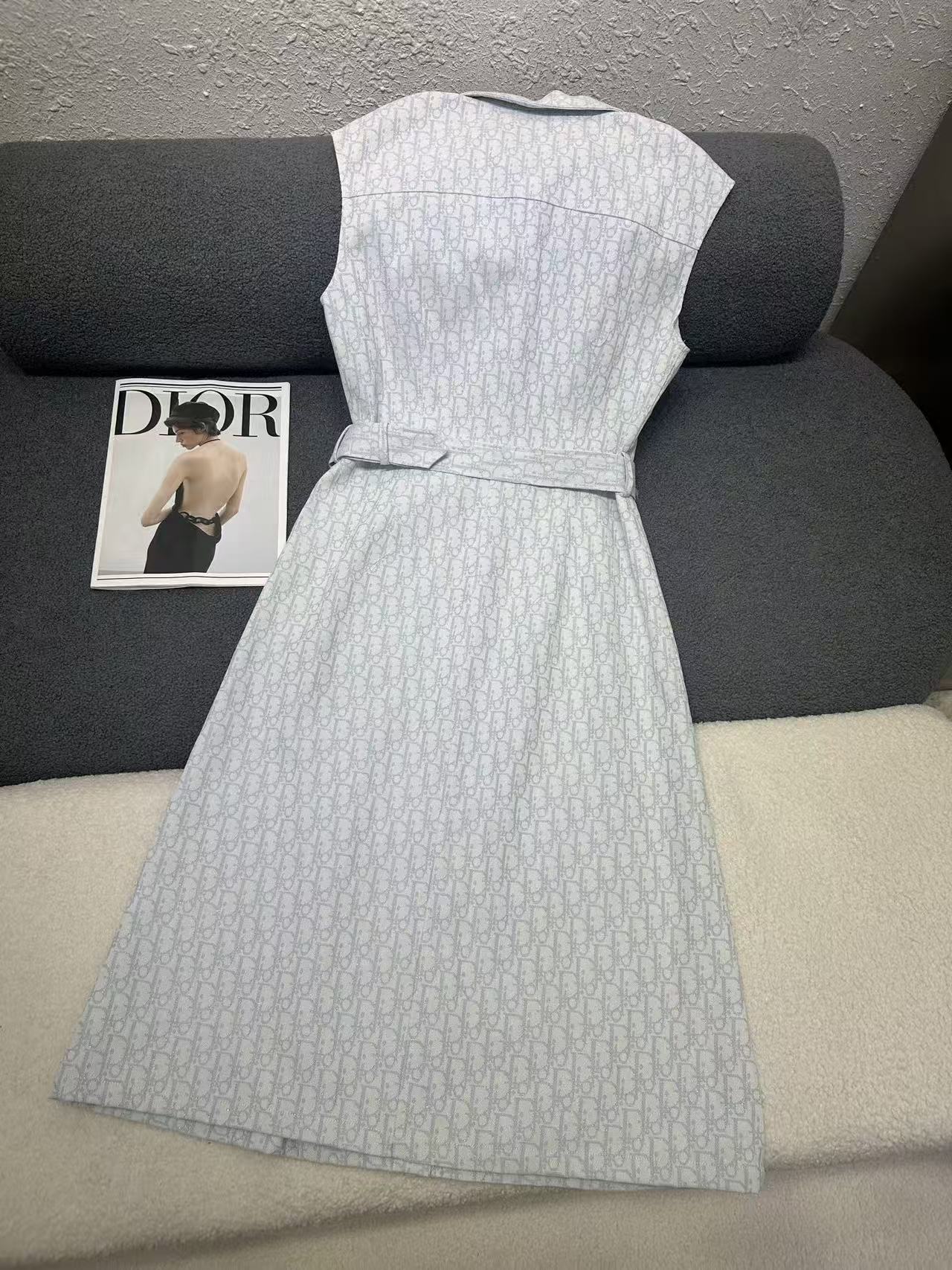 DIOR 上質ジャカードデニム ノースリーブドレス【50％割引+送料無料】