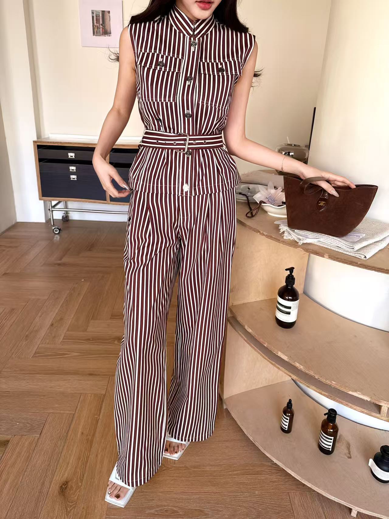 DIOR 上質スタンドカラーベスト ＋ トラウザーズ セット【50％割引+送料無料】