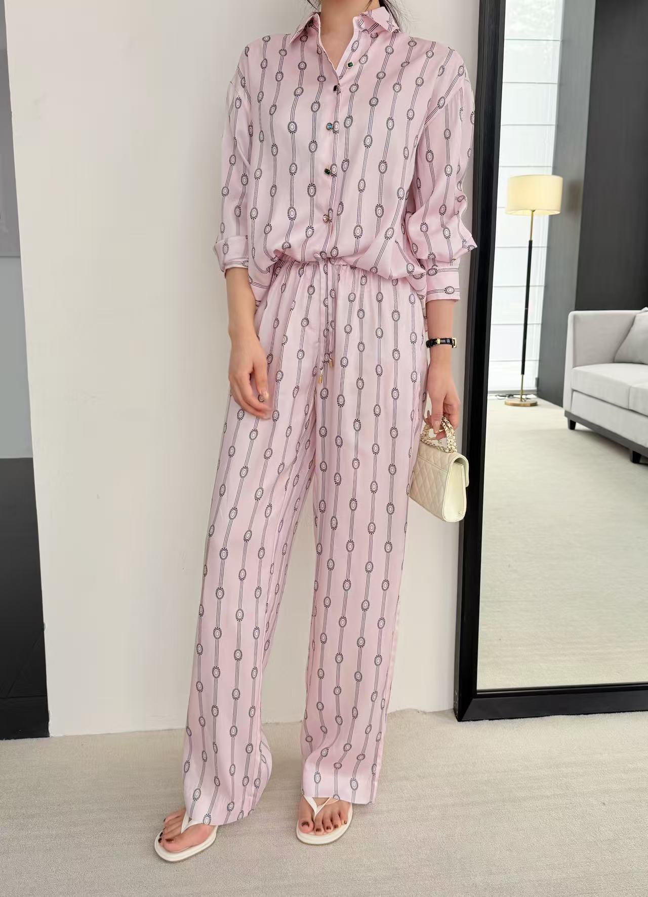 LV 高品質プリント シャツ＆トラウザーズ 2点セット【50％割引+送料無料】