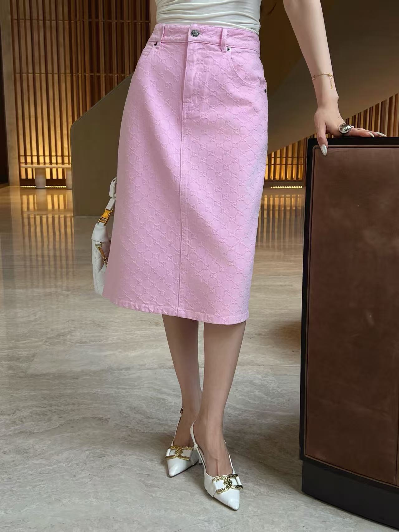 GUCC1 高品質ジャカードデニムスカート【50％割引+送料無料】