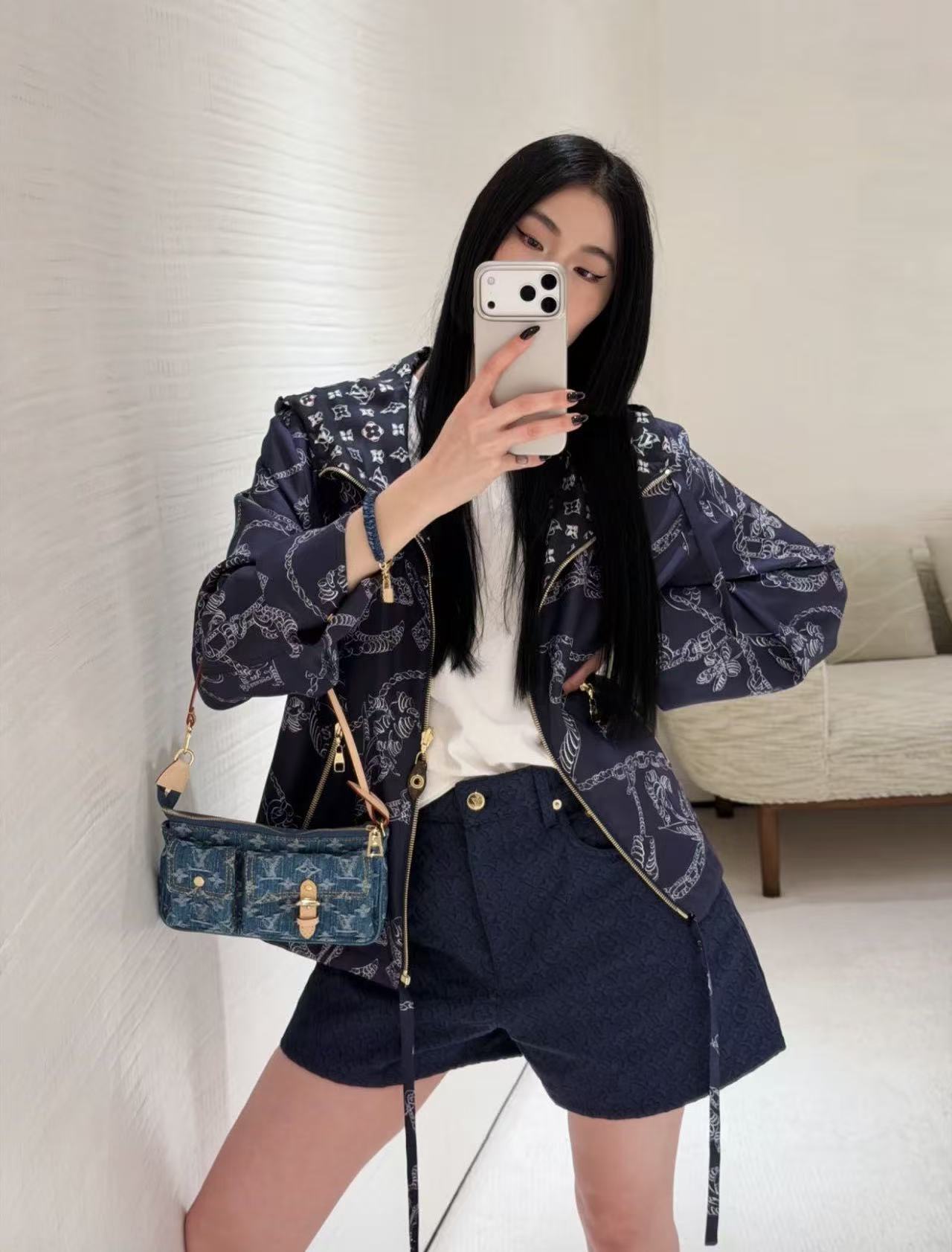 LV 高品質プリント リバーシブル フーデッドジャケット【50％割引+送料無料】