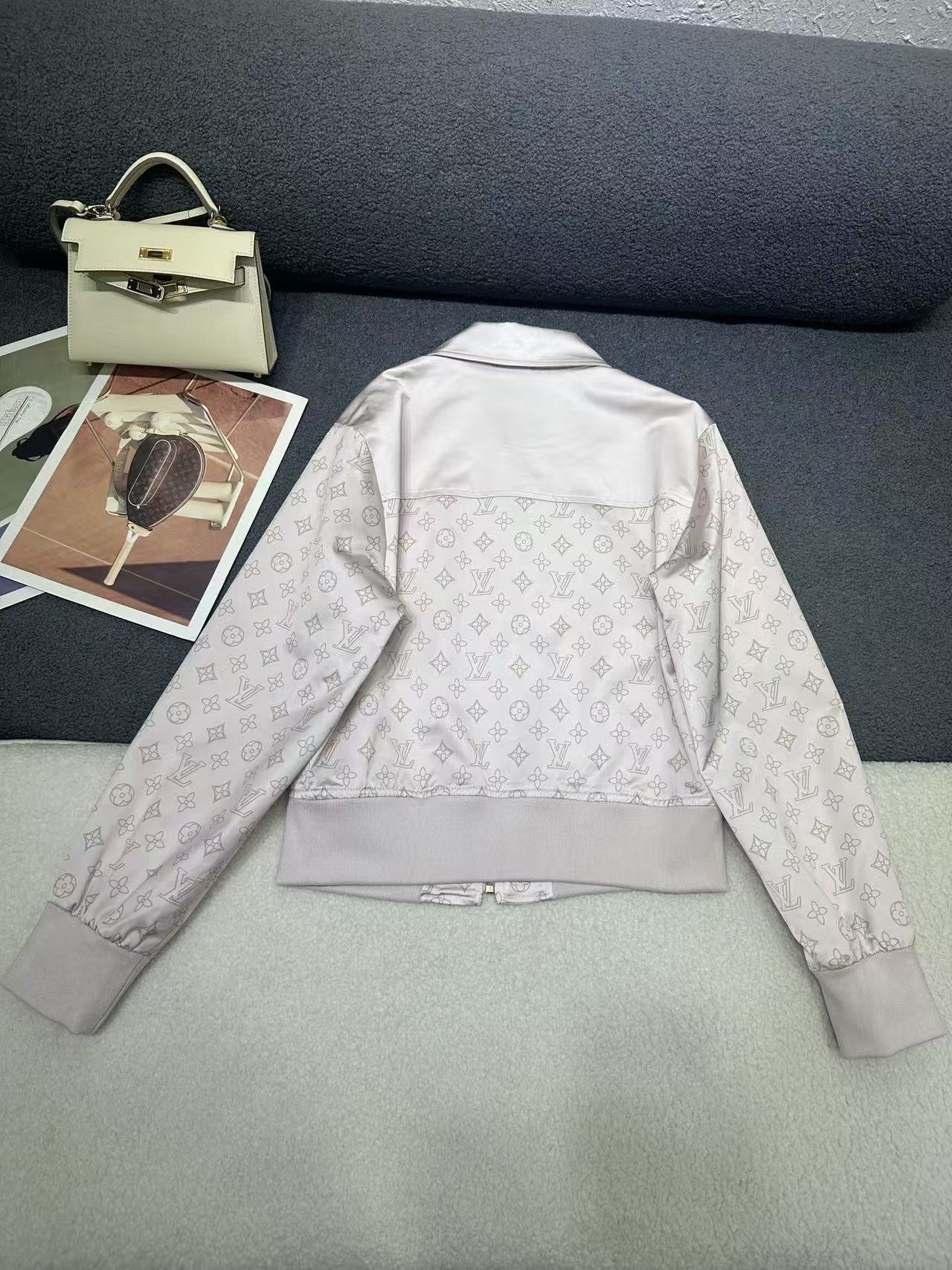 LV 高品質プリント ジップアップ襟付きジャケット【50％割引+送料無料】