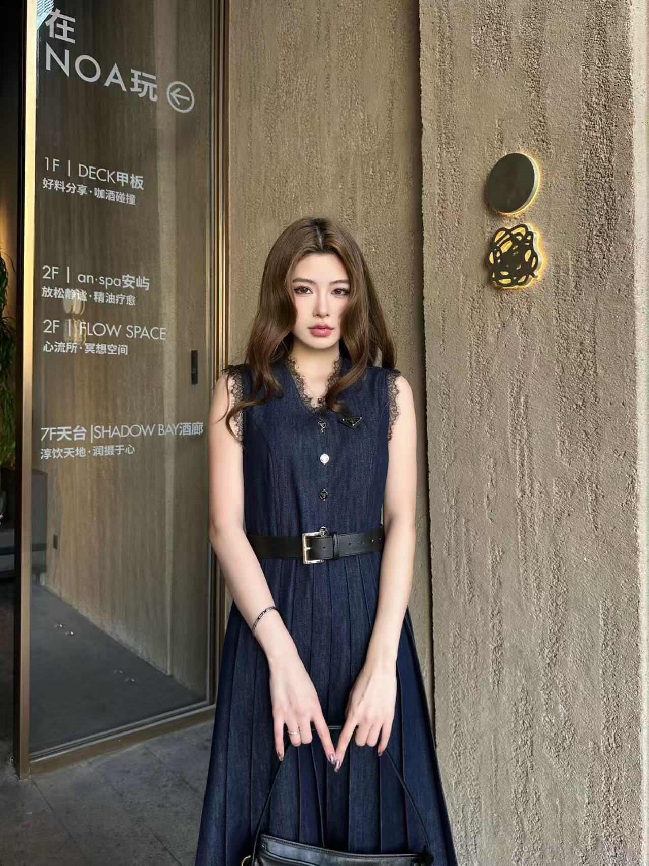 PR4DA レーストリム Vネック デニムワンピース【50％割引+送料無料】