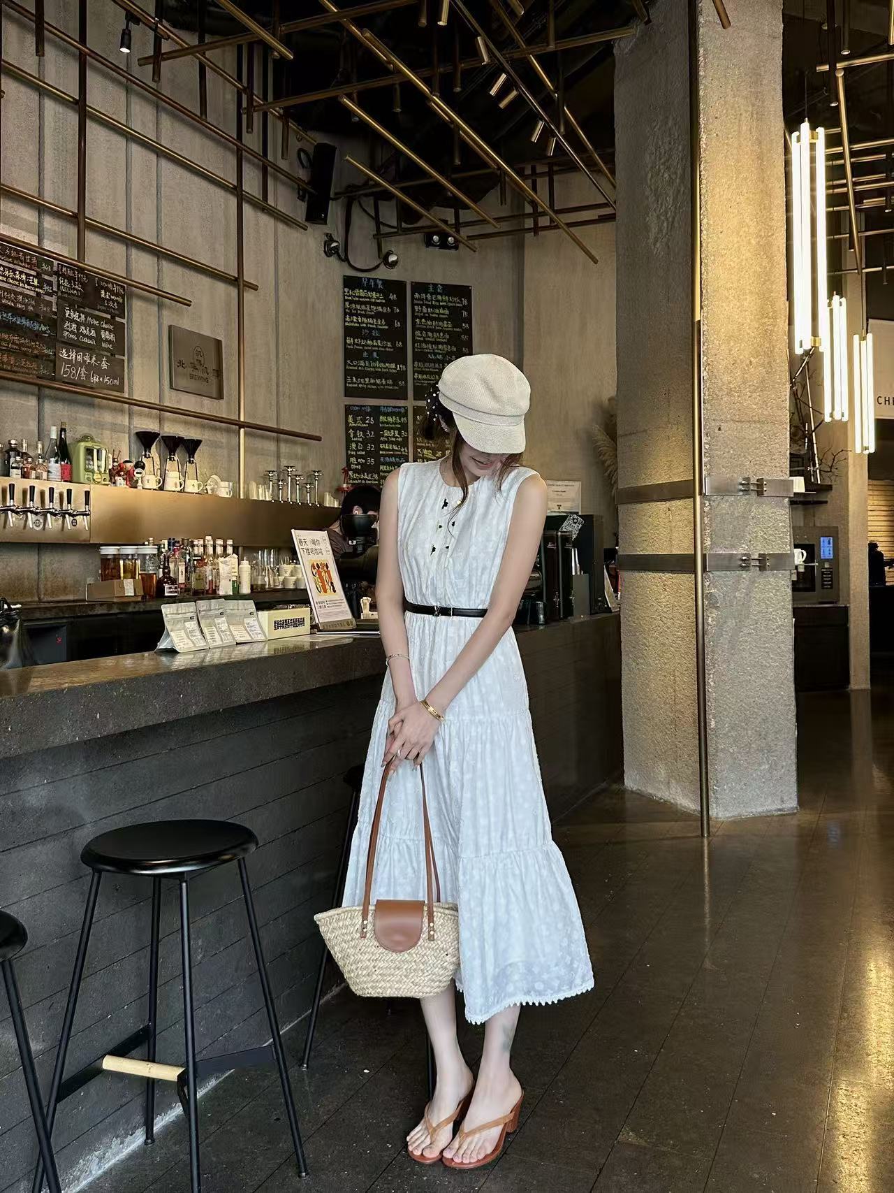 LV 高品質プリント ノースリーブワンピース【50％割引+送料無料】