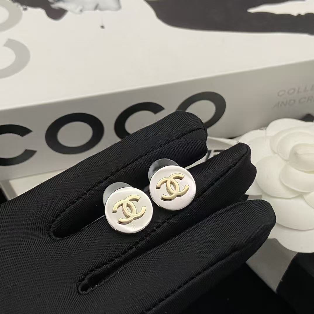 CHANE1 ラウンドダブルCスタッドピアス【50％割引+送料無料】