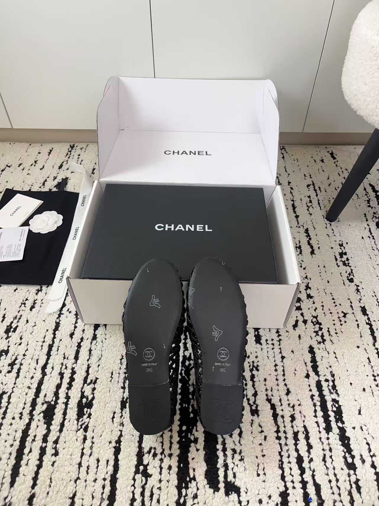 CHANE1 高品質ダブルC中空フラットシューズ【50％割引+送料無料】