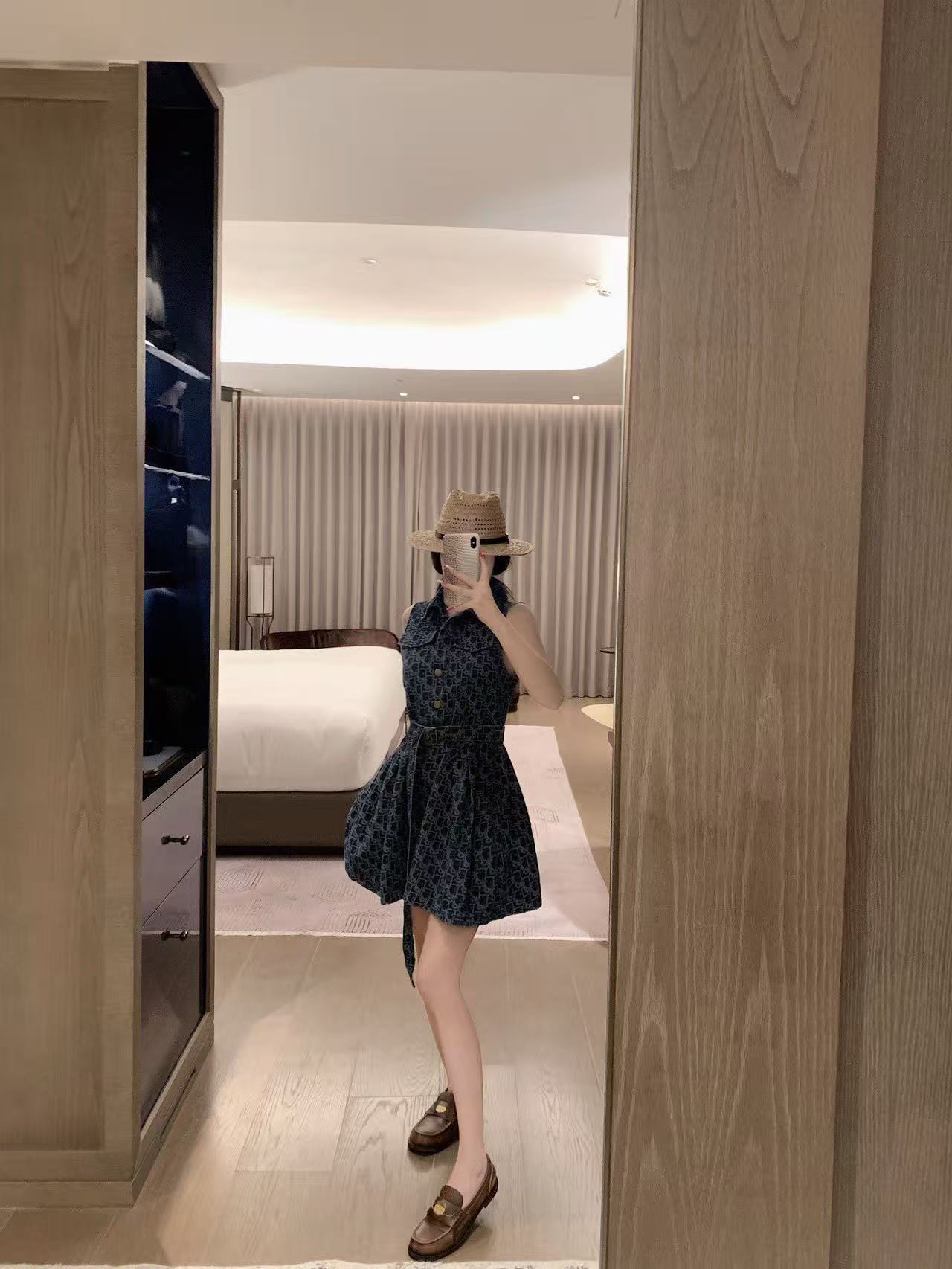 DI0Rジャカードデニムのノースリーブドレス【50％割引+送料無料】