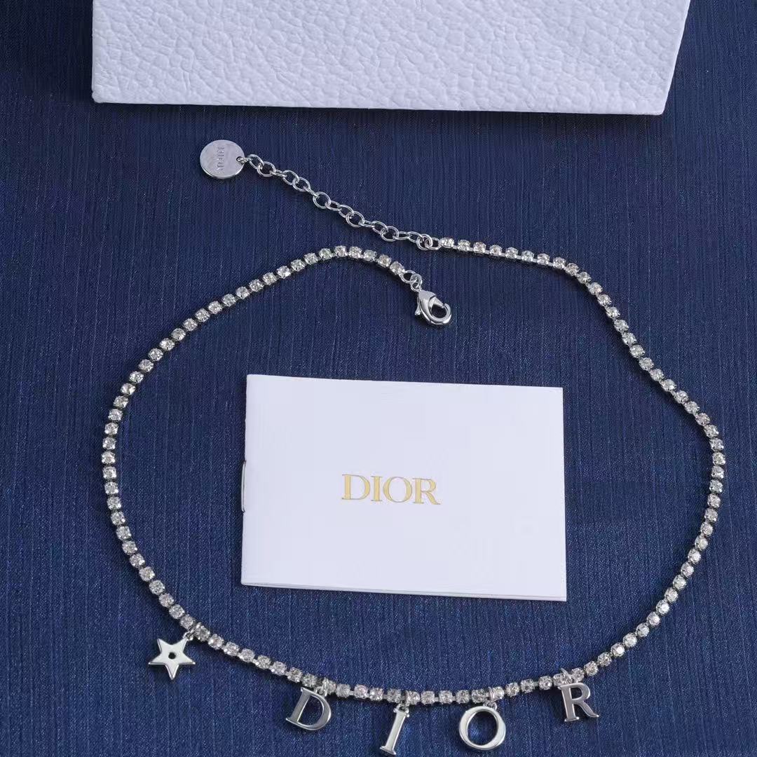 DIOR レター＆ダイヤモンド ブレスレット＋ネックレス 2点セット【 50％割引+送料無料】