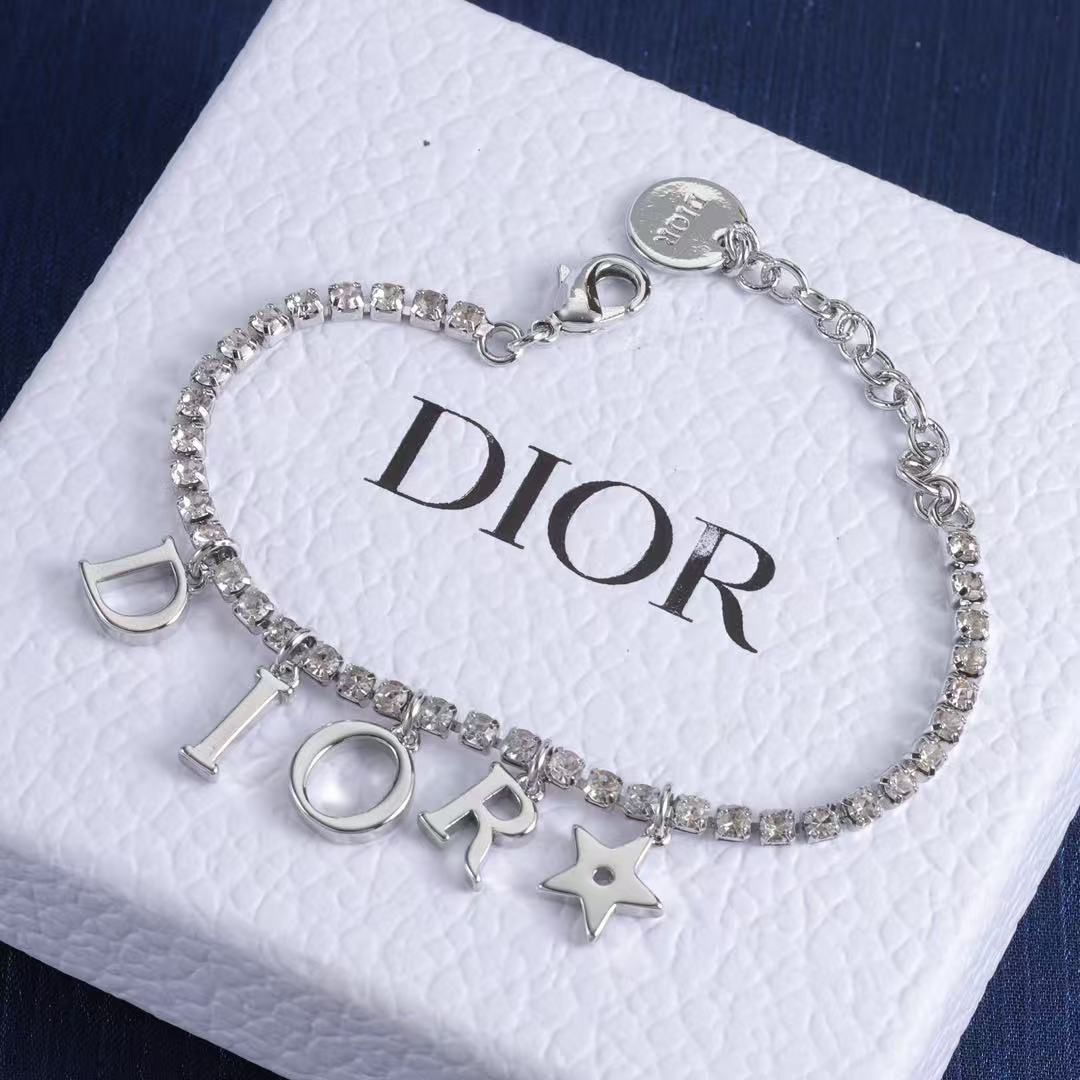 DIOR レター＆ダイヤモンド ブレスレット＋ネックレス 2点セット【 50％割引+送料無料】