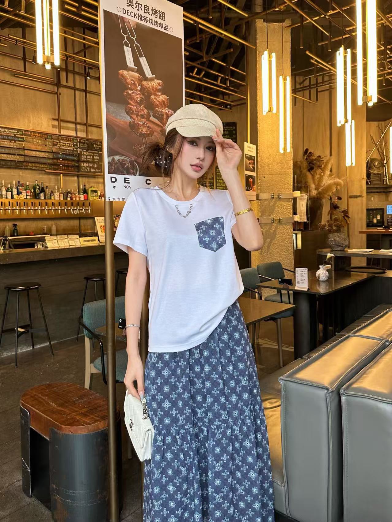 LV 高品質 ポケットTシャツ＆スカート 2点セット【50％割引+送料無料】