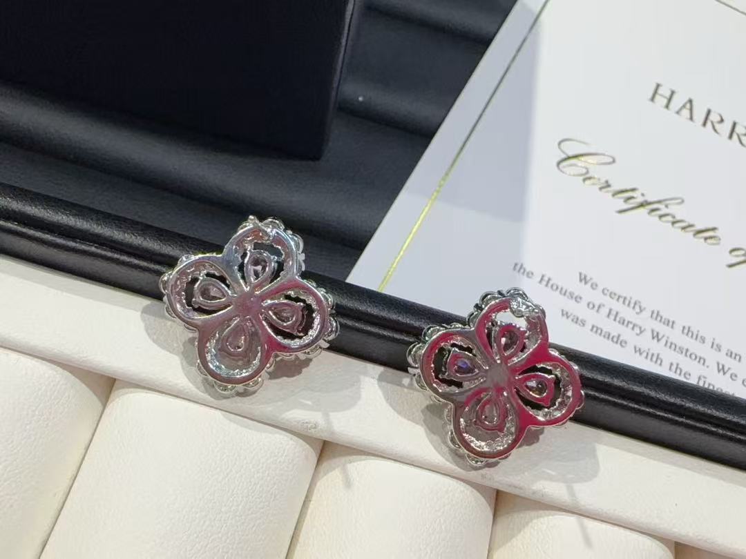 HW D1amond Loop四つ葉のクローバー ピンクダイヤモンド スタッドピアス ＋ ネックレス【 50％割引+送料無料】