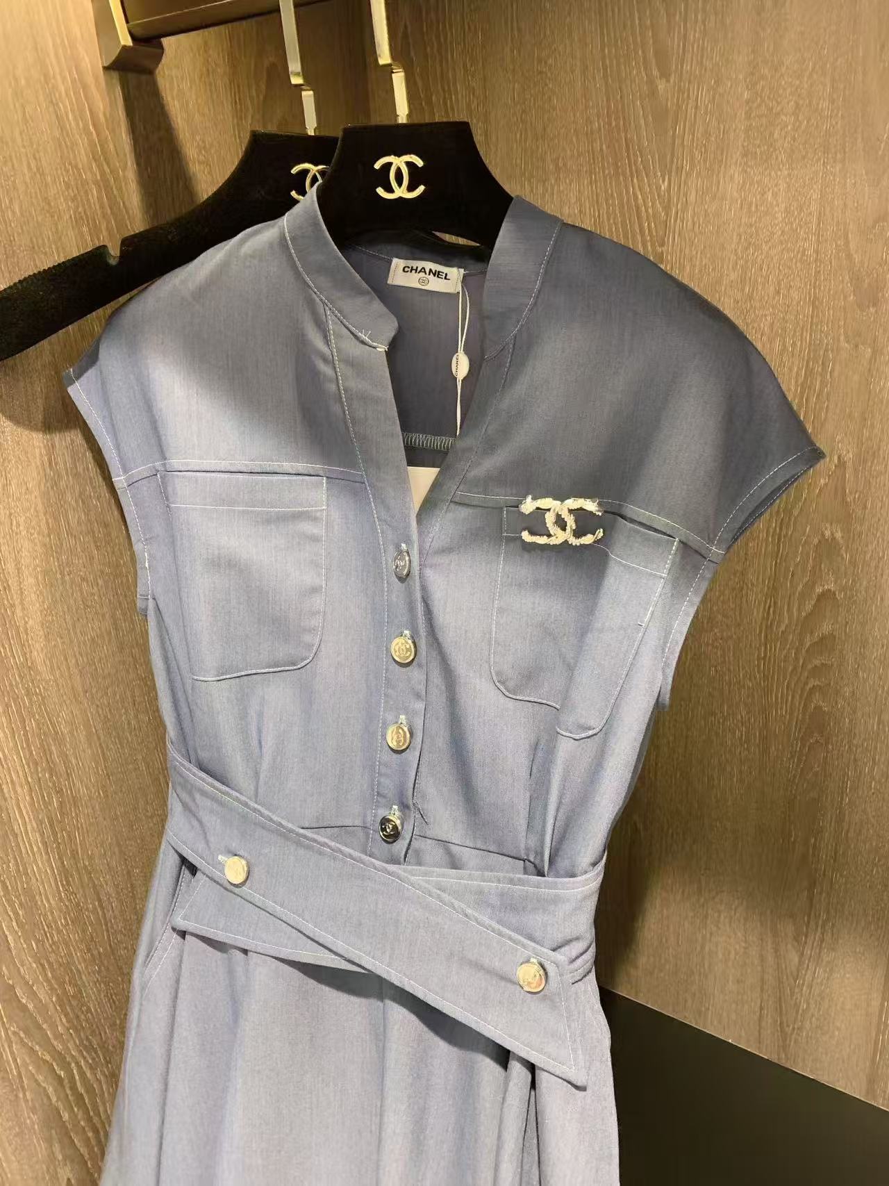 CHANE1 ダブルCドレス（ブローチ付き）【50％割引+送料無料】