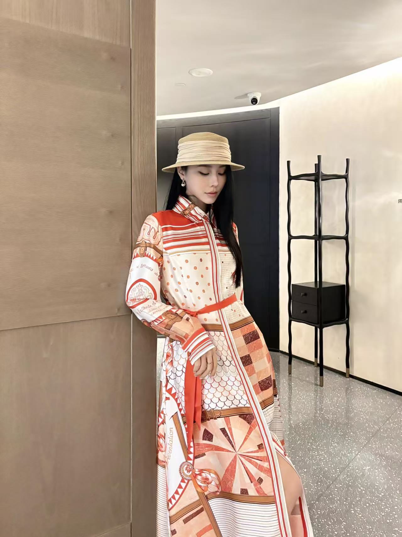 HERME5柄入り長袖ワンピース【50％割引+送料無料】