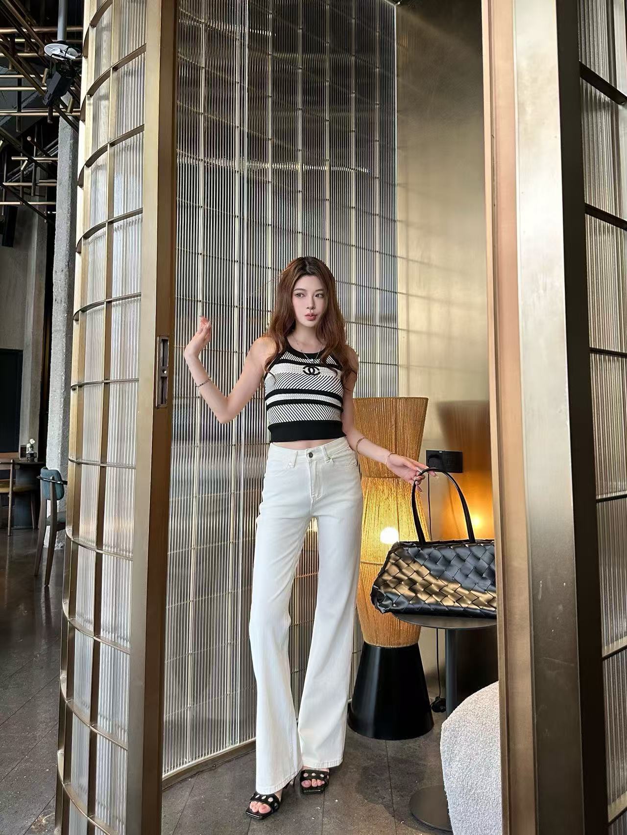 CHANE1 高品質ダブルCフレアパンツ【50％割引+送料無料】