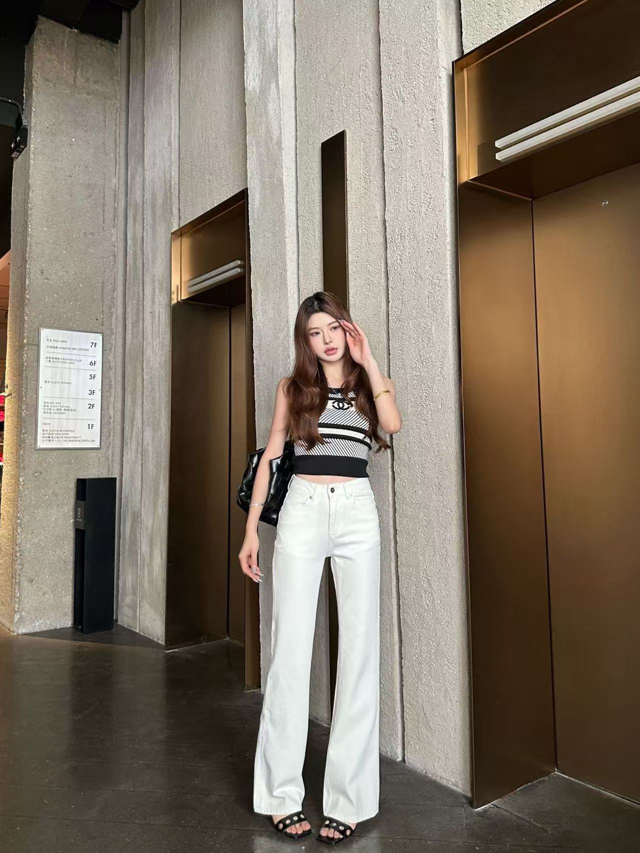 CHANE1 高品質ダブルCフレアパンツ【50％割引+送料無料】