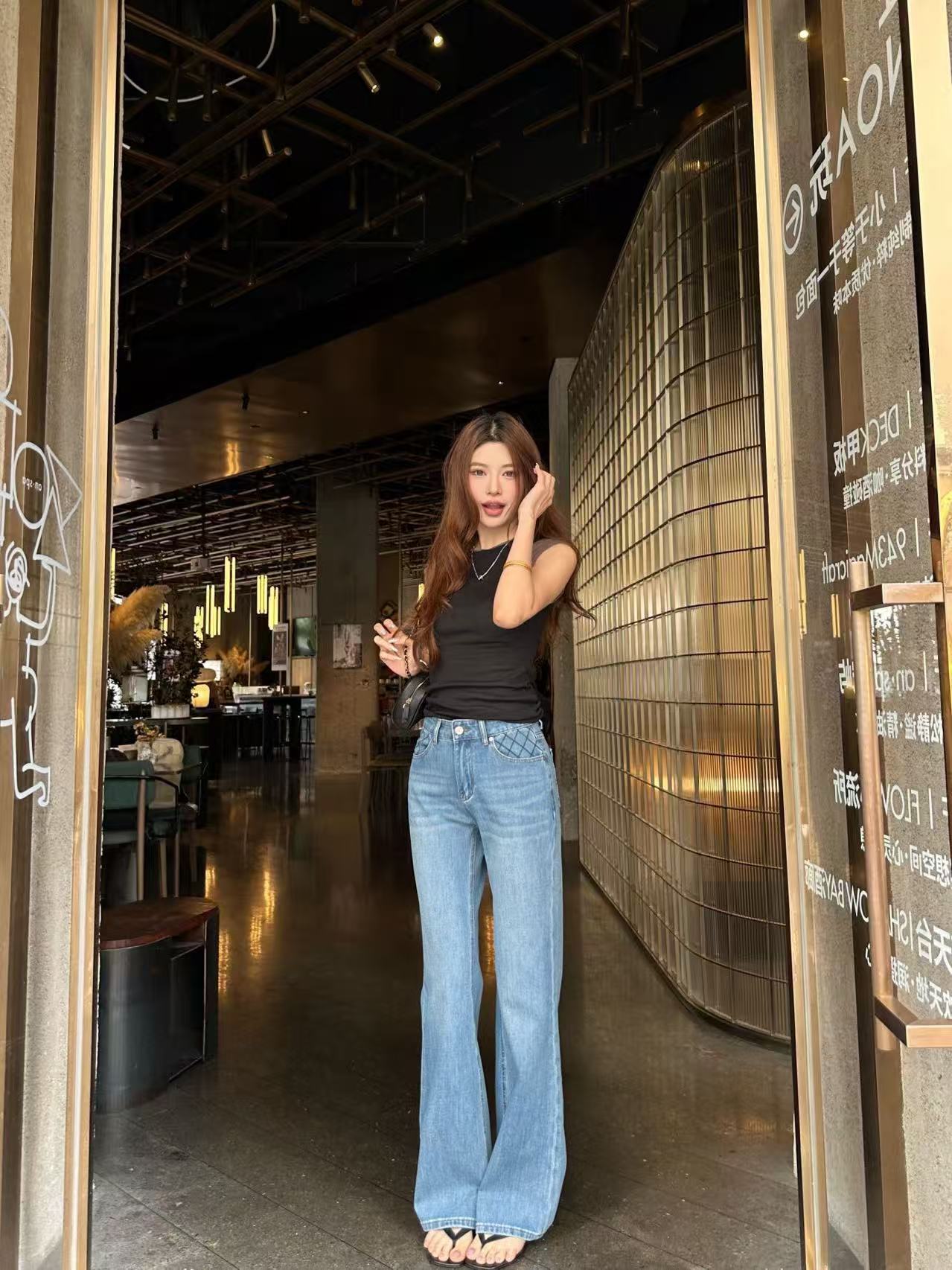 CHANE1 高品質ダブルCフレアパンツ【50％割引+送料無料】