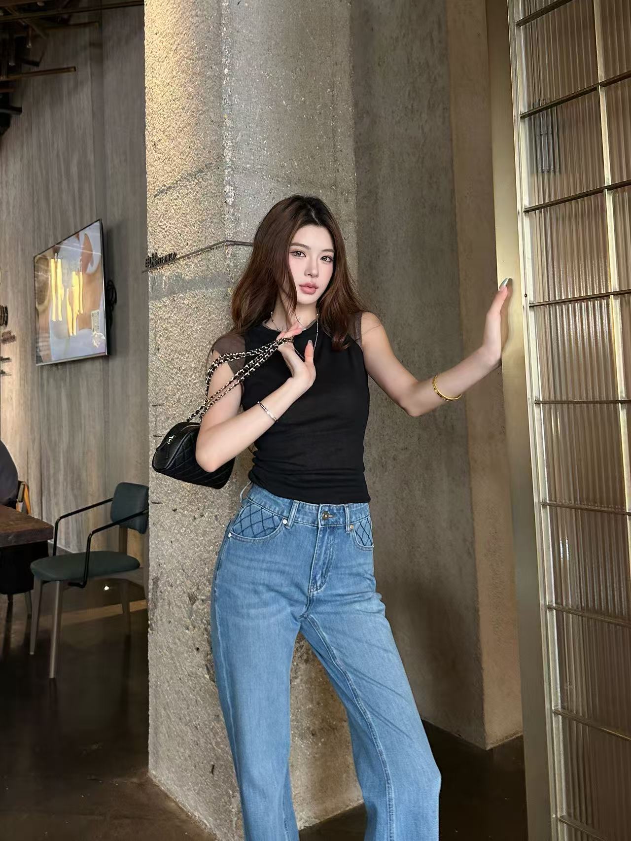 CHANE1 高品質ダブルCフレアパンツ【50％割引+送料無料】