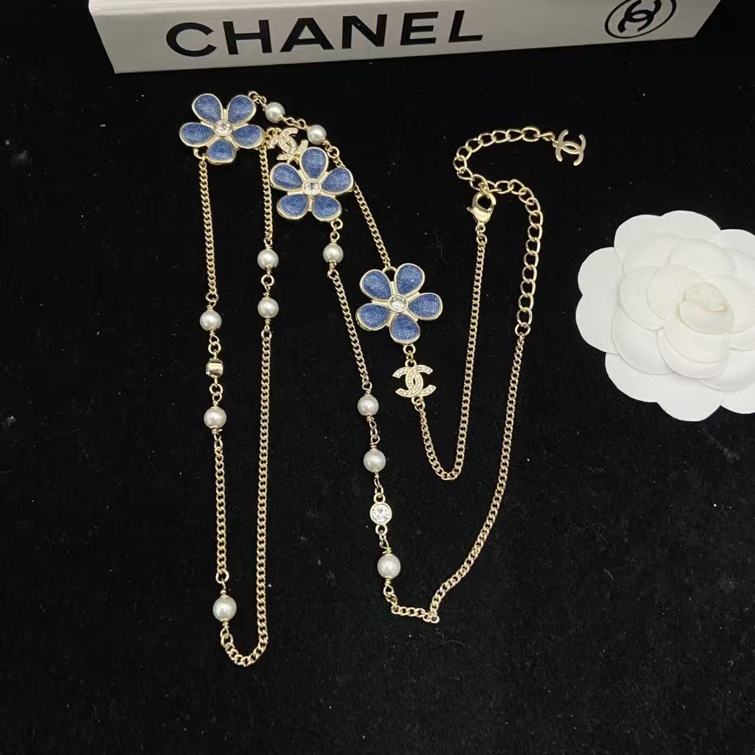 CHANE1 ブルーフラワーパールネックレス【50％割引+送料無料】