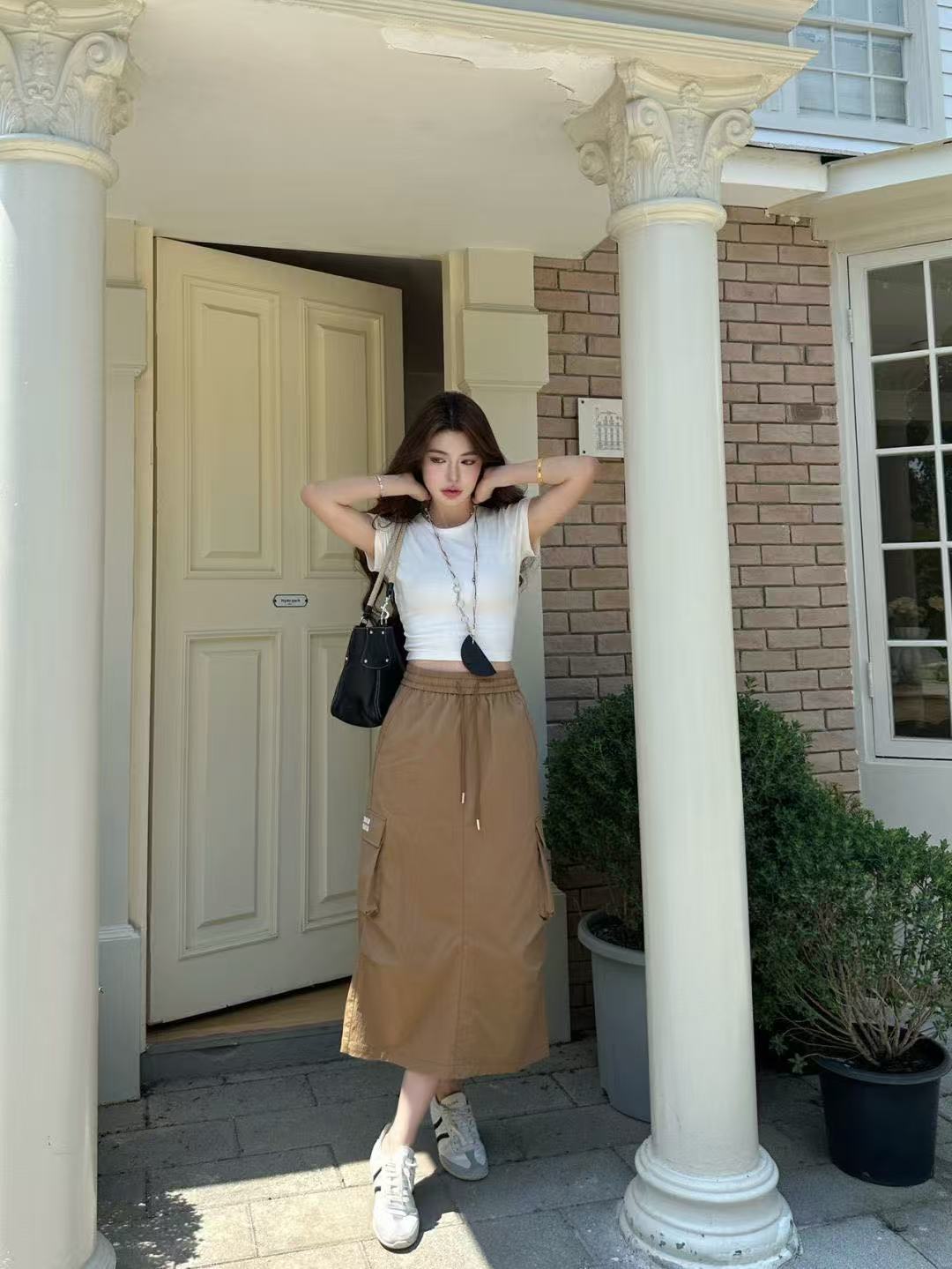 M1UM1U ウエストゴム入りミディスカート【50％割引+送料無料】