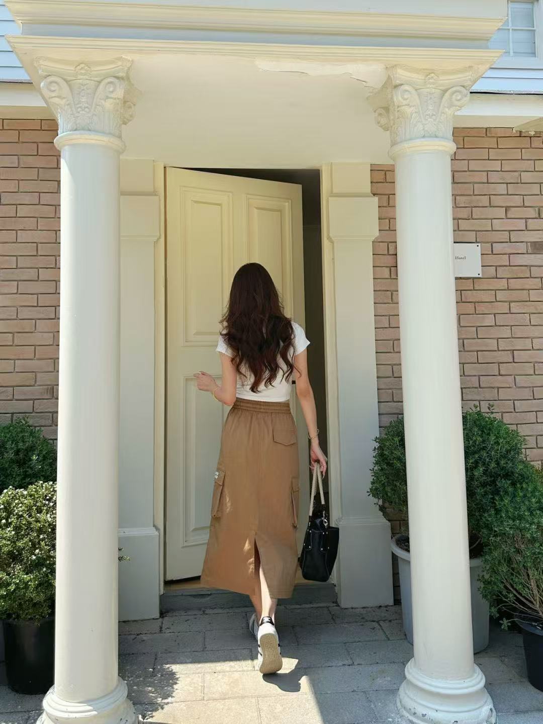 M1UM1U ウエストゴム入りミディスカート【50％割引+送料無料】