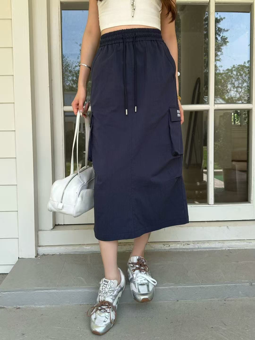 M1UM1U ウエストゴム入りミディスカート【50％割引+送料無料】