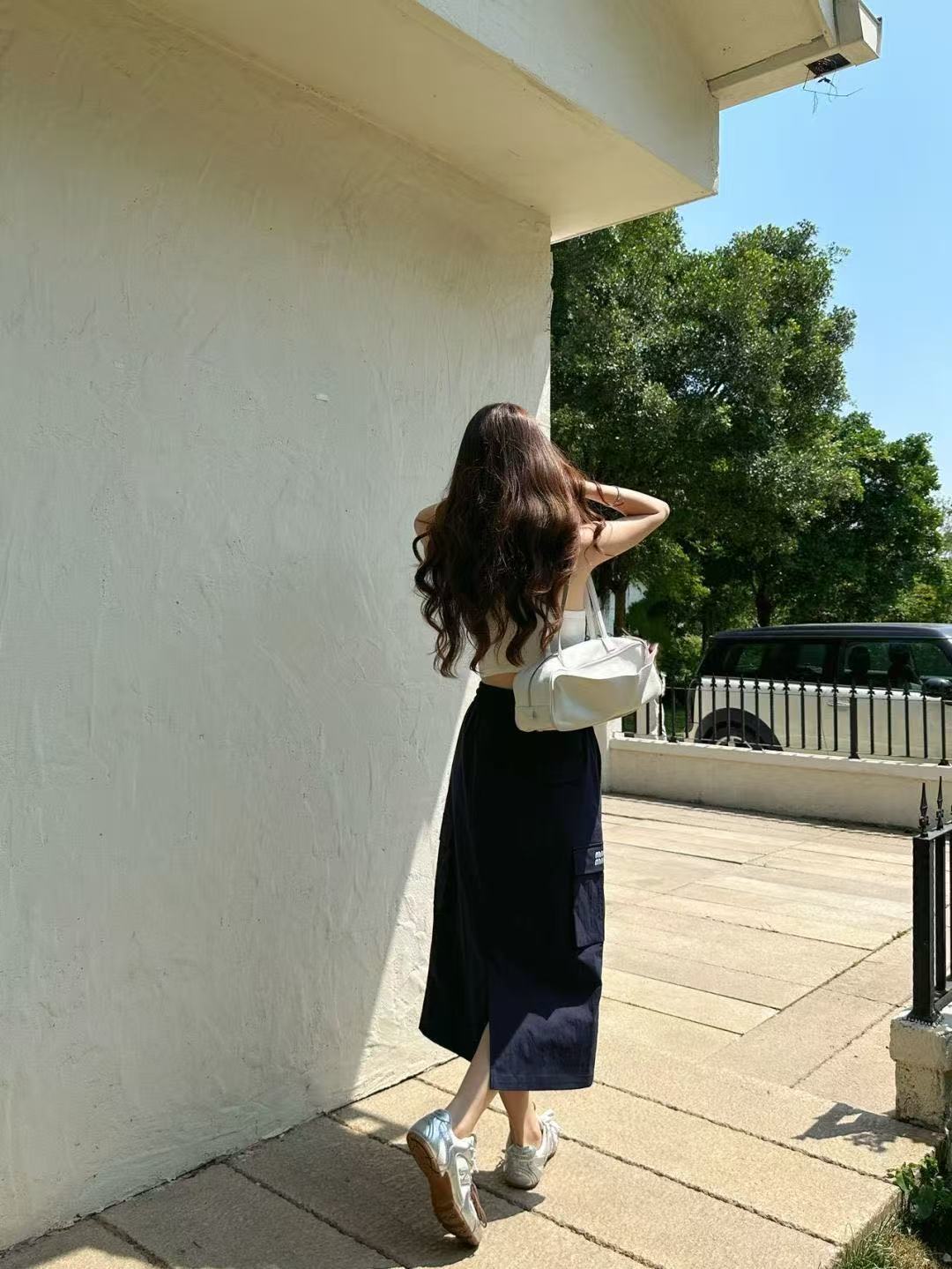 M1UM1U ウエストゴム入りミディスカート【50％割引+送料無料】