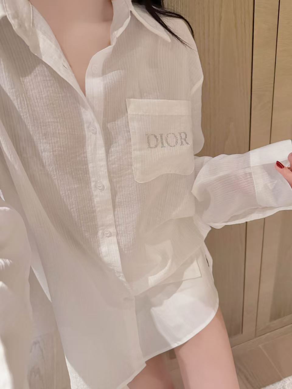 DIOR シアーレタリングシャツ【50％割引+送料無料】
