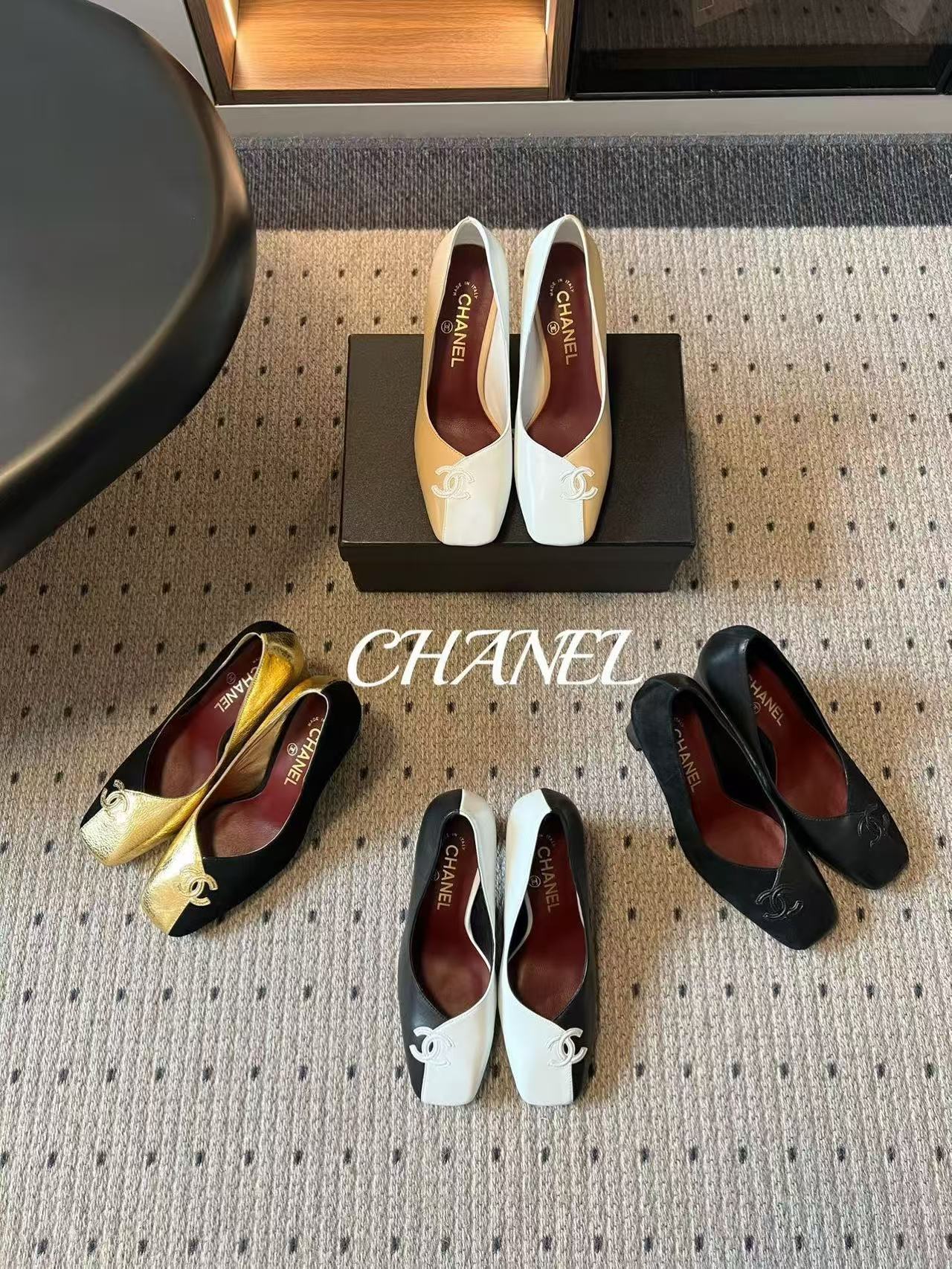 CHANE1 高品質ダブルCスクエアトゥハイヒール【50％割引+送料無料】