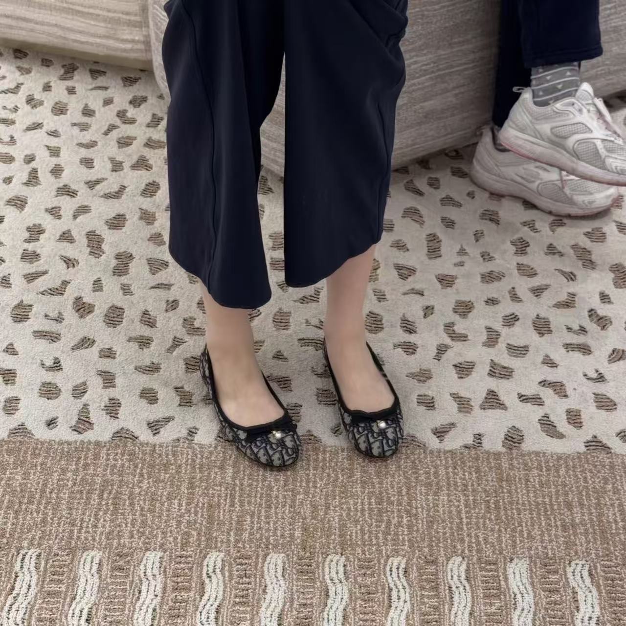 DIOR 上質ジャカード パールフラットシューズ【50％割引+送料無料】