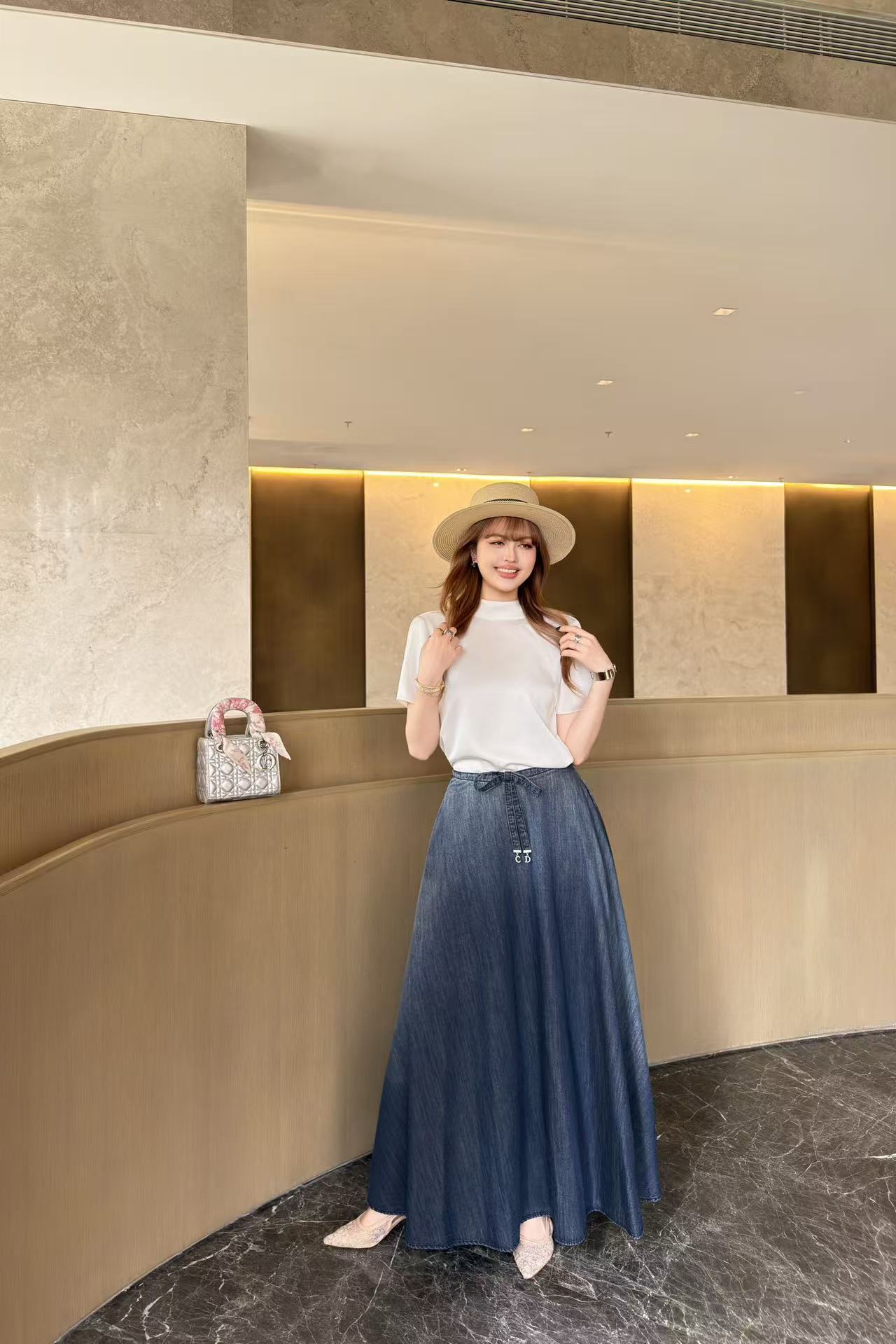 DI0Rレースアップデニムスカート【50％割引+送料無料】