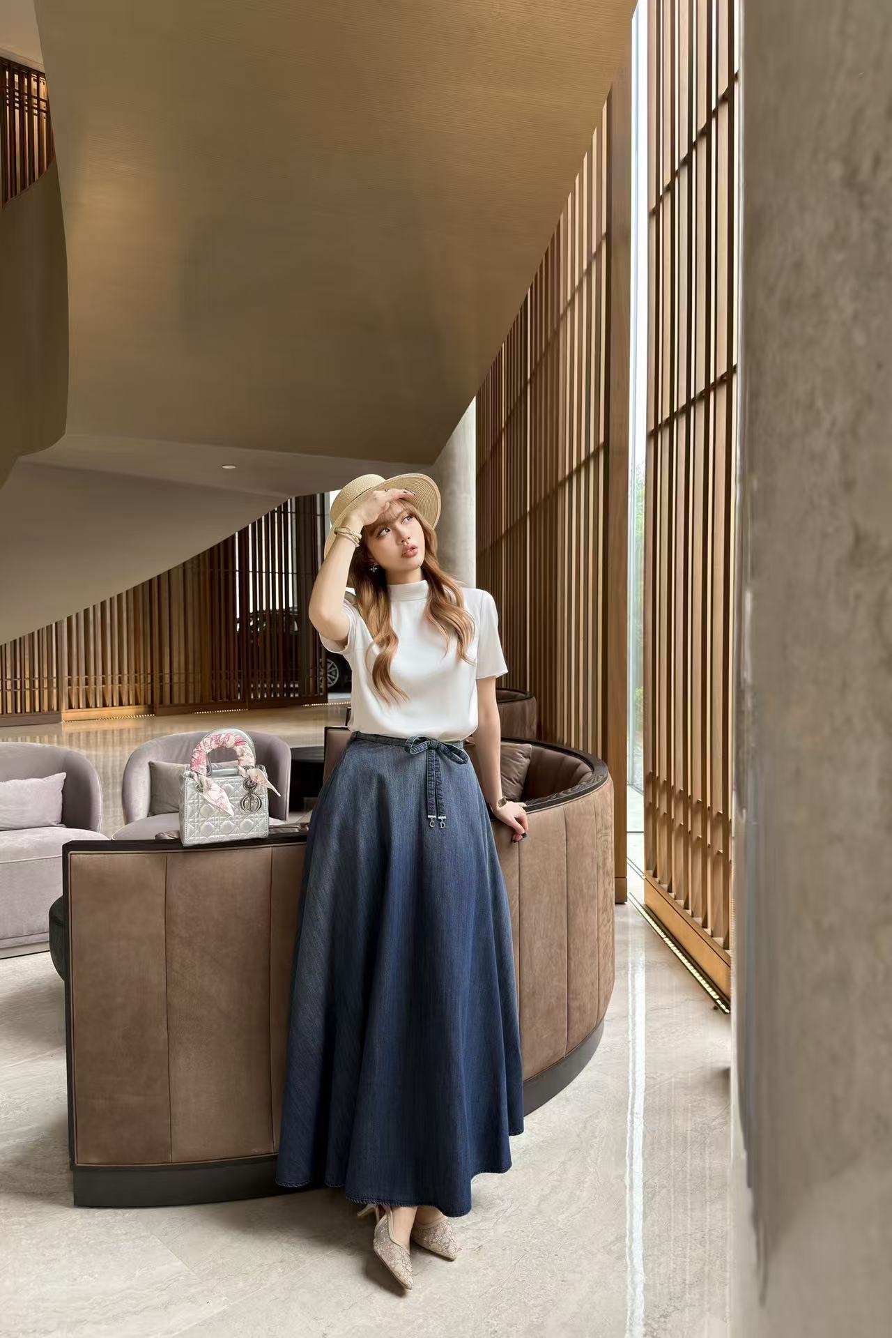 DI0Rレースアップデニムスカート【50％割引+送料無料】